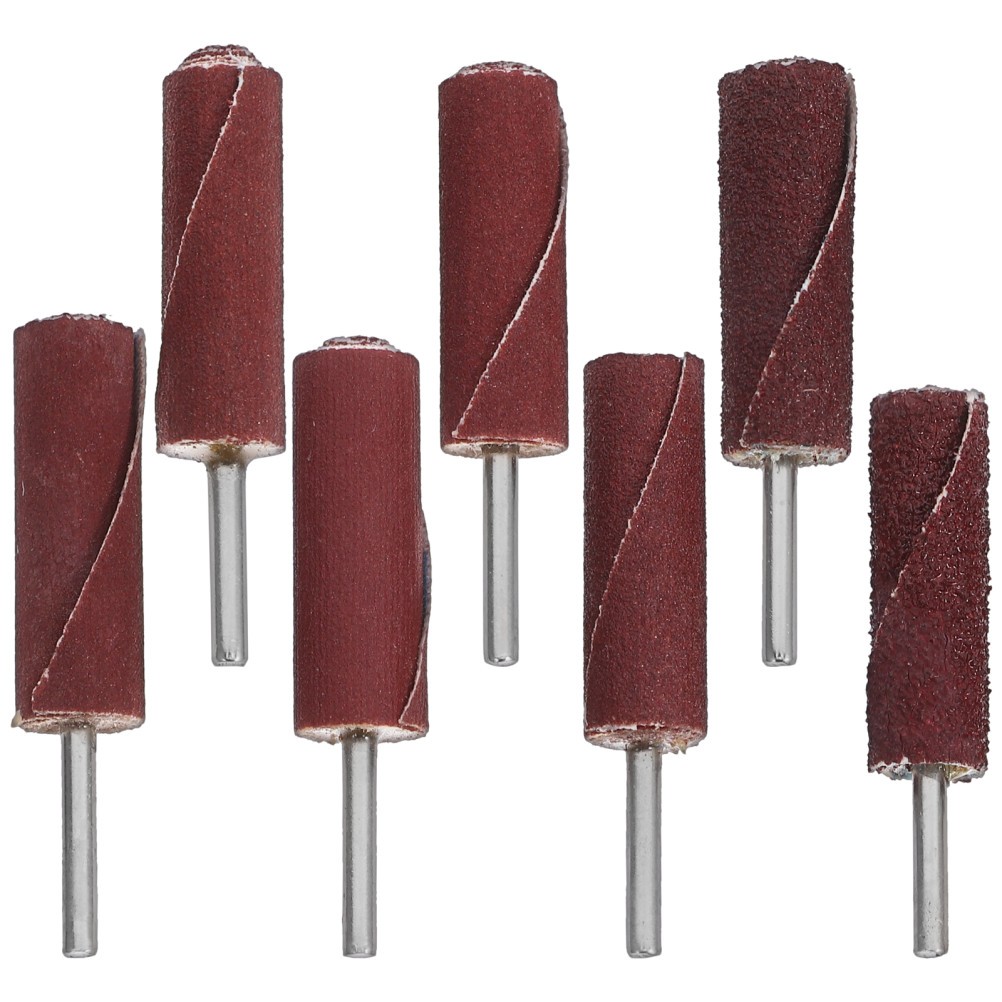 7Pcs Reusable Sanding Drum Kit Cylinder Head Porting Kit Dark Red Polishing Tool