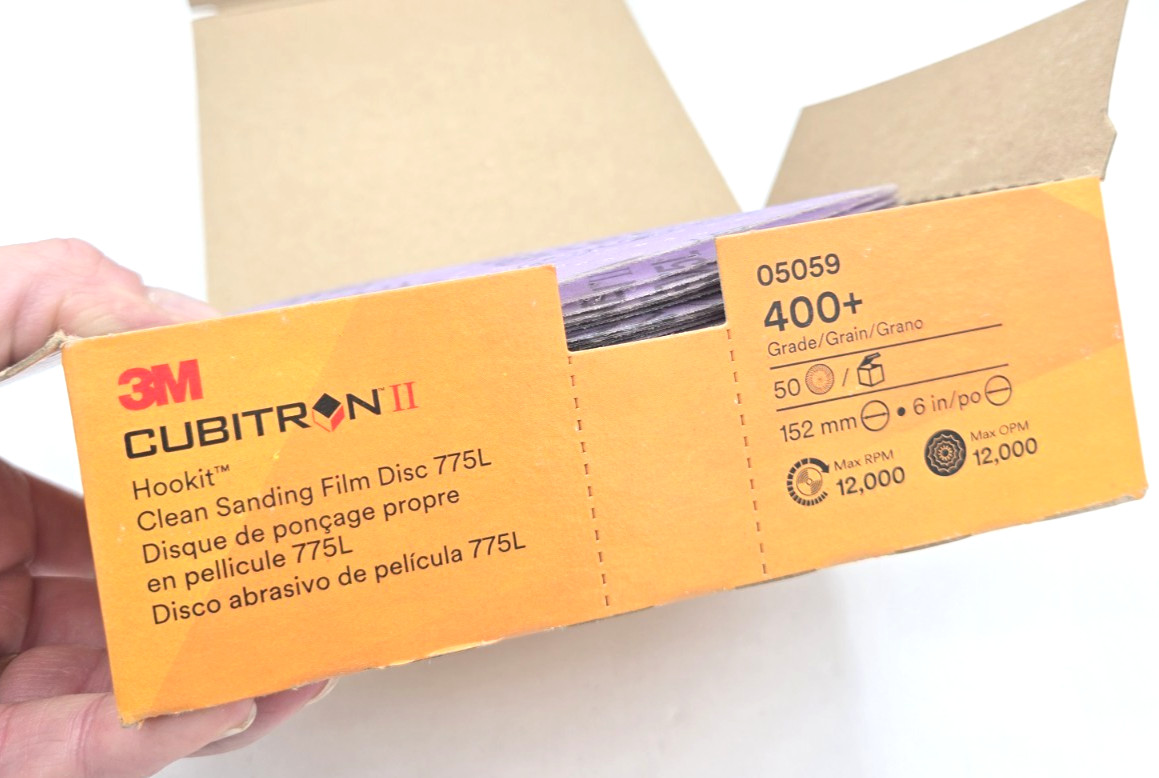 *50/Box* 3M Cubitron II 775L Hookit 6″ Film Discs 400+ Grain 05059 *New*