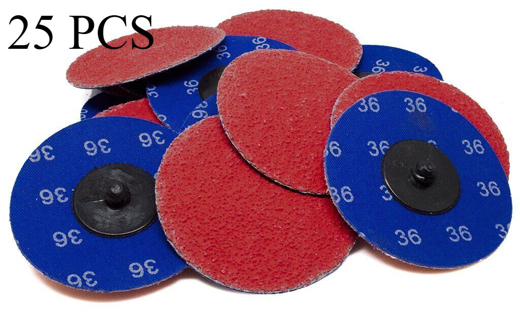 25PCS 36Grit 2 In/50MM Quick Change Sanding Disc R-Type Ceramic Grains
