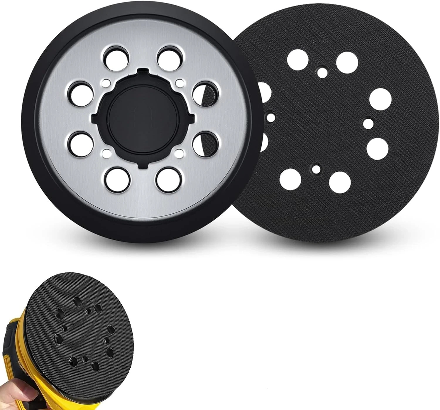 2Pk Sander Replacement Pad for Dewalt, 5-Inch 8 Holes Hook & Loop Aluminum Alloy