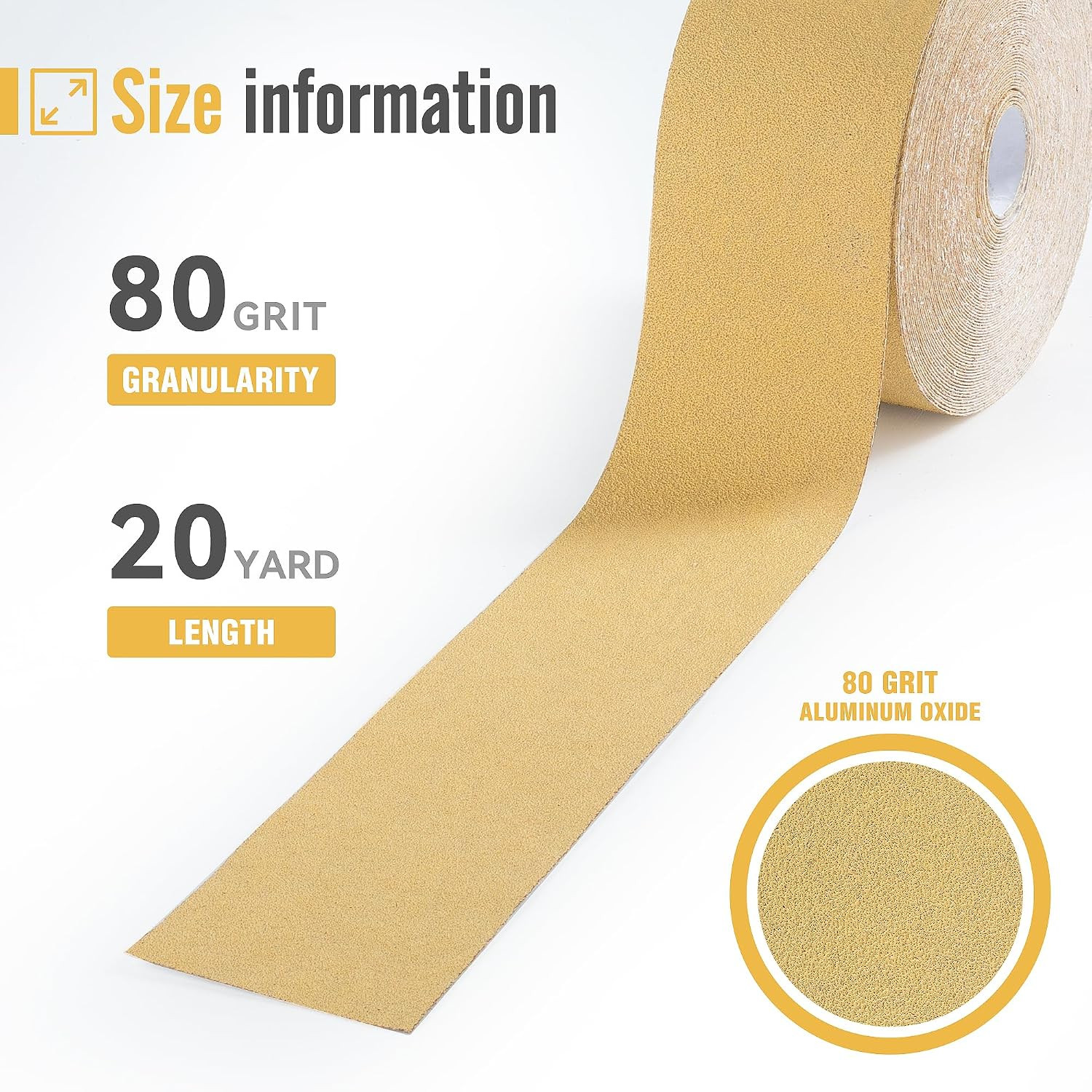 80 Grit Sandpaper Roll 20 Yard Long Continuous Roll,2-3/4” Wide Adhesive Backed