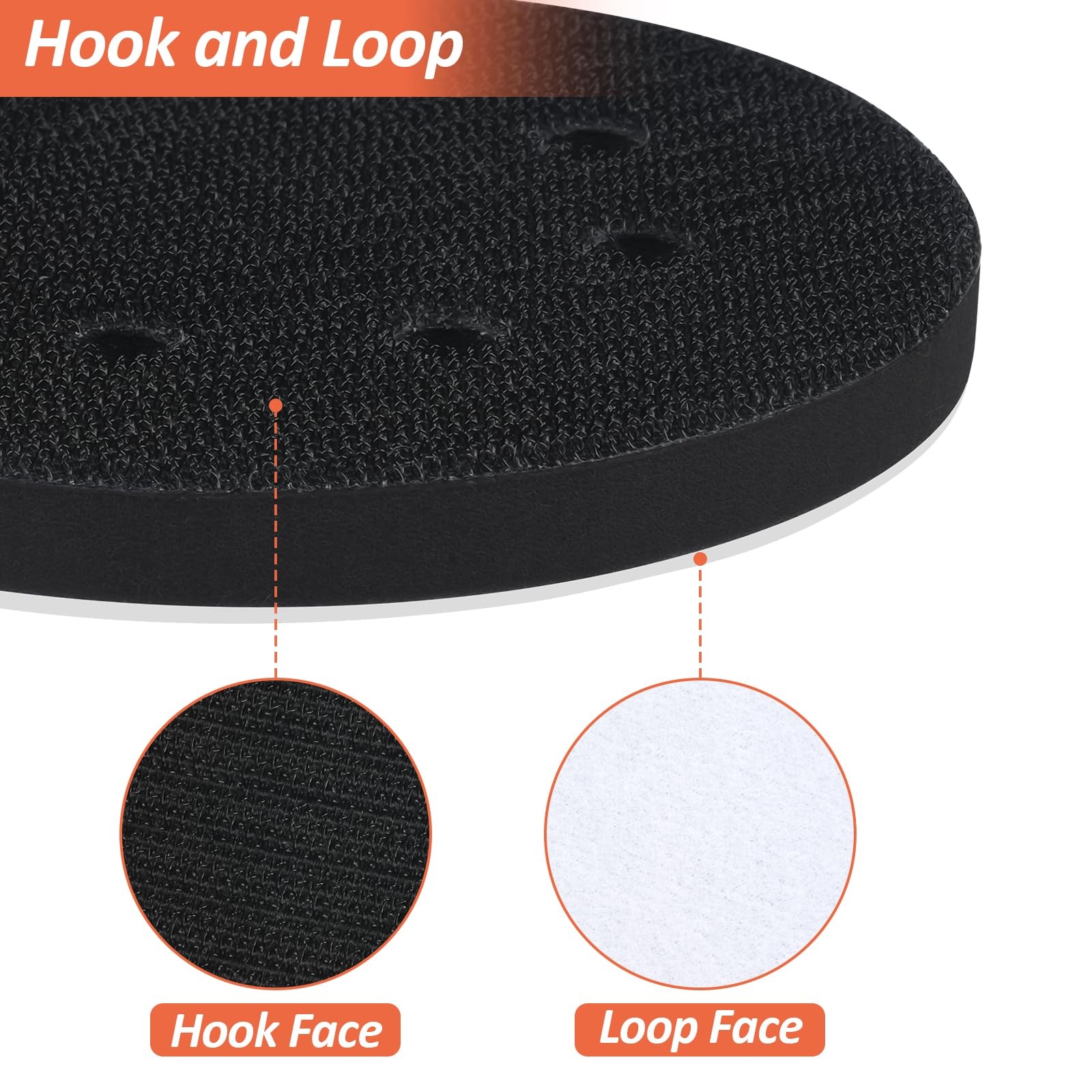4 Pack 5 Inch 8 Holes Foam Sanding Pads, Soft Density Interface Pad, Hook