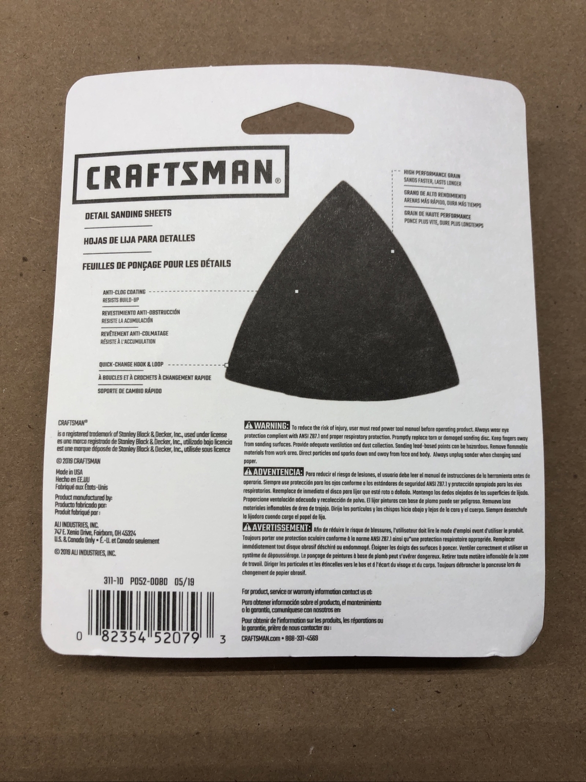 5 Pack Of 10 Craftsman 3-Inch 80 Grit Ceramic Alumina Detail Sand Paper (50 Pk)