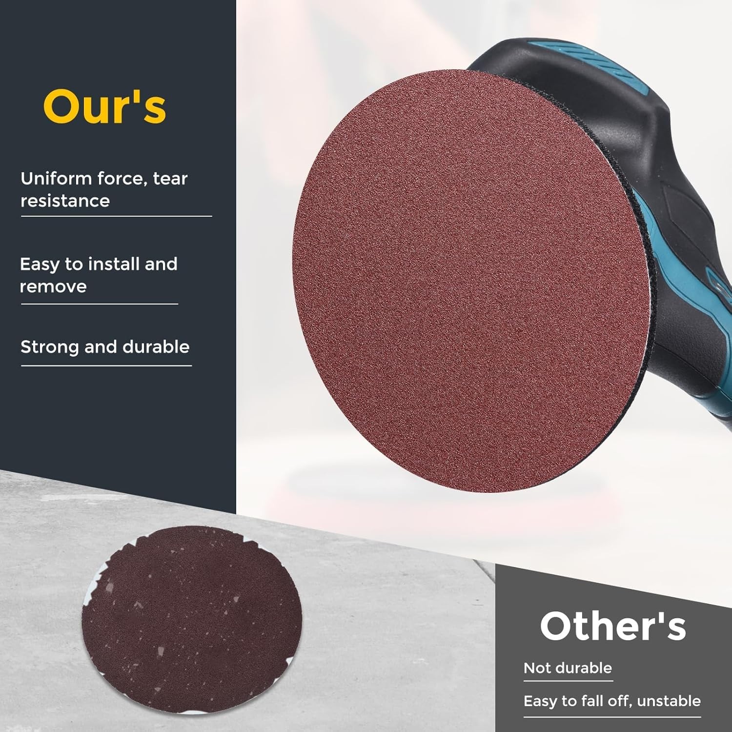25 Pcs 6 Inch Sanding Discs, 36 Grit Hook and Loop Sandpaper, No-Hole Aluminu…