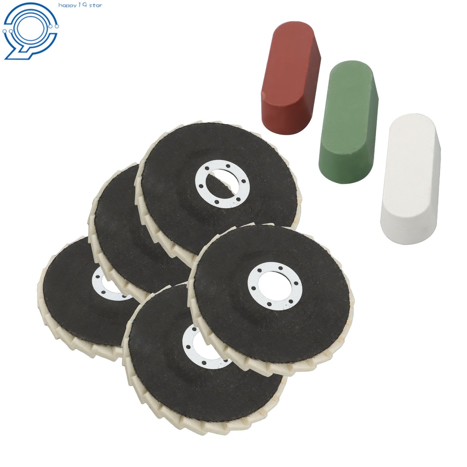 8 Pack Felt Flap Disc Abrasives Buffing Polishing Wheels and Polishing Compounds