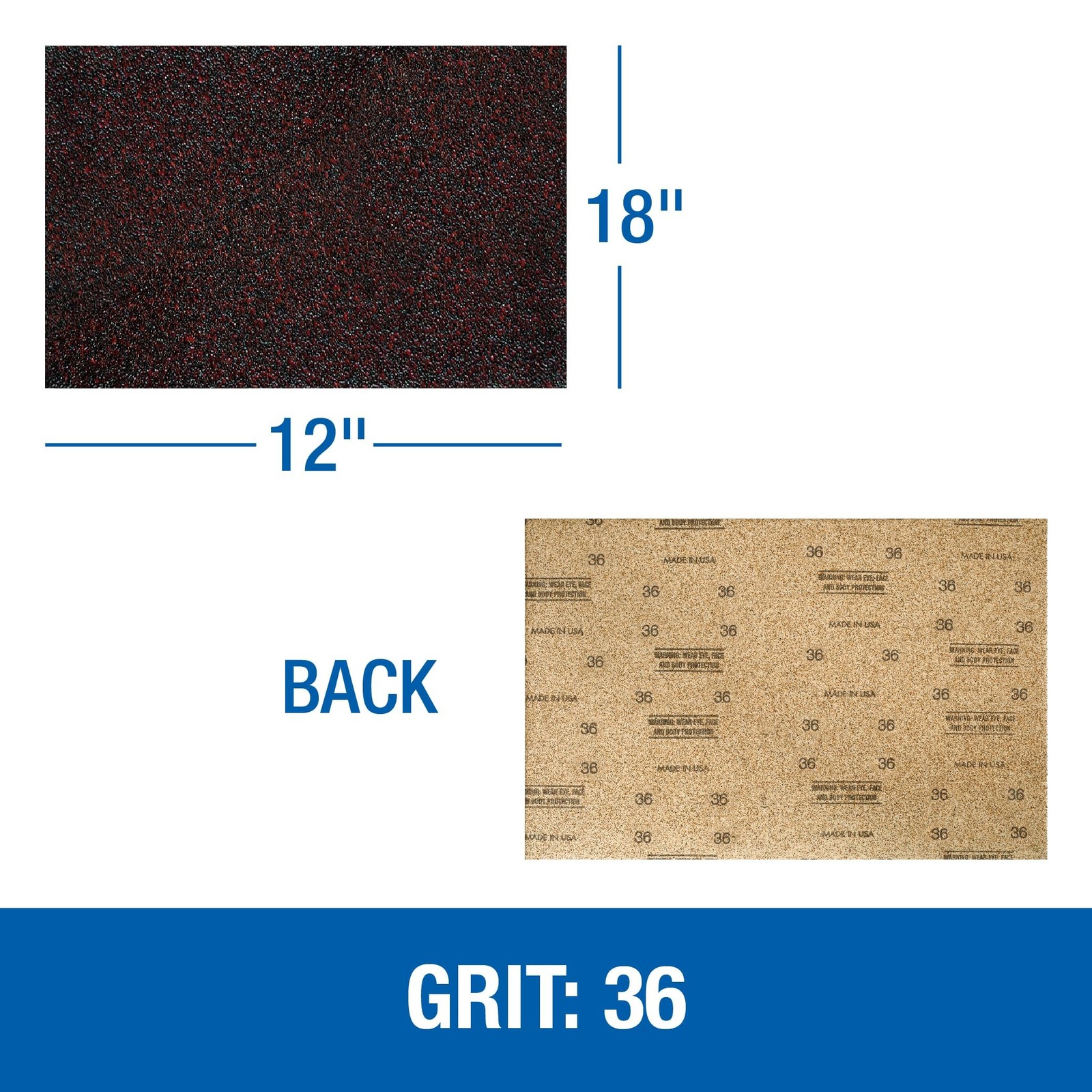 418036 Silicon Carbide 12″ x 18″ Floor Sanding Sheets, 36 Grit (20 pack)