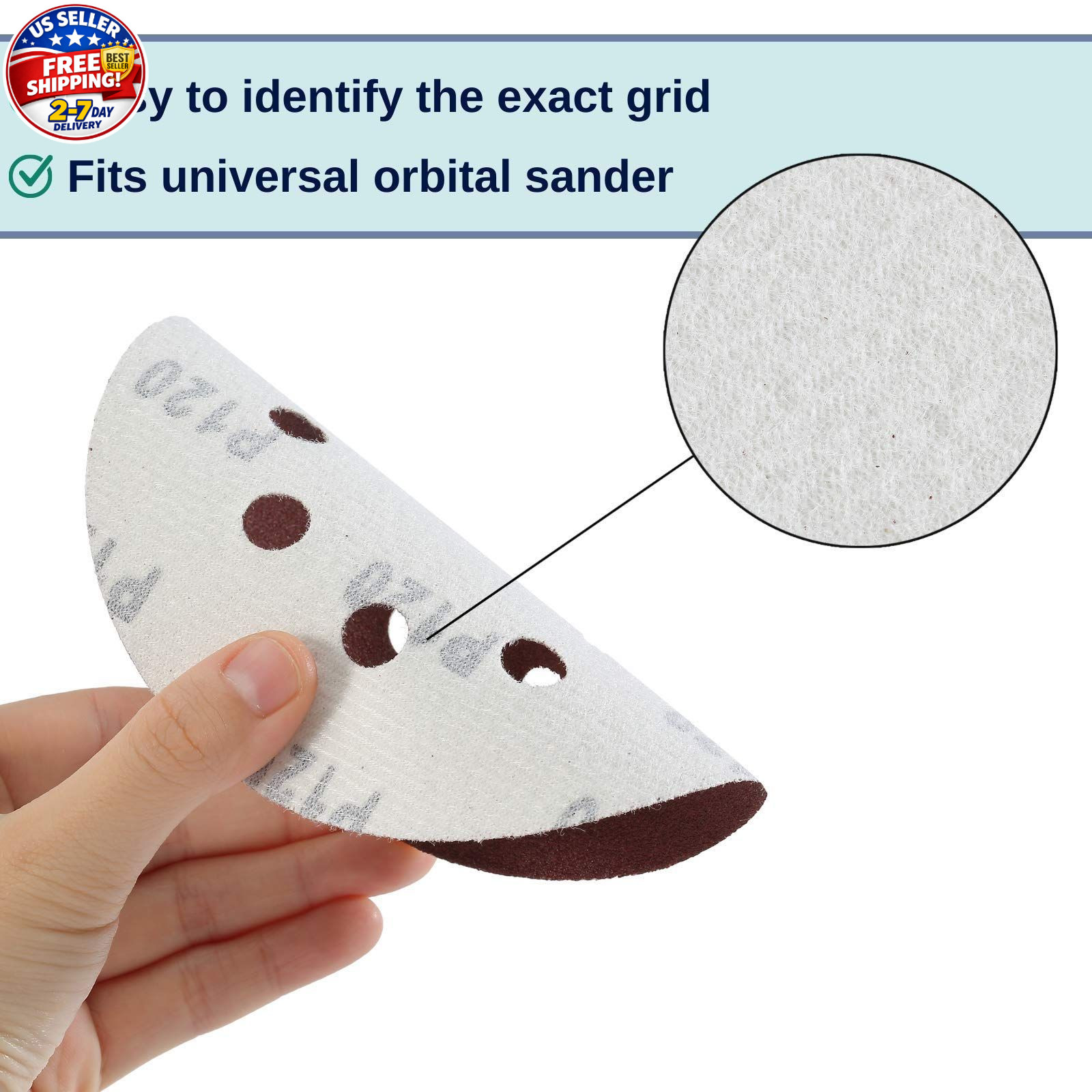 30 Pack 5 Inch 8 Hole Hook and Loop Sanding Discs Assorted Grit Orbital Sander