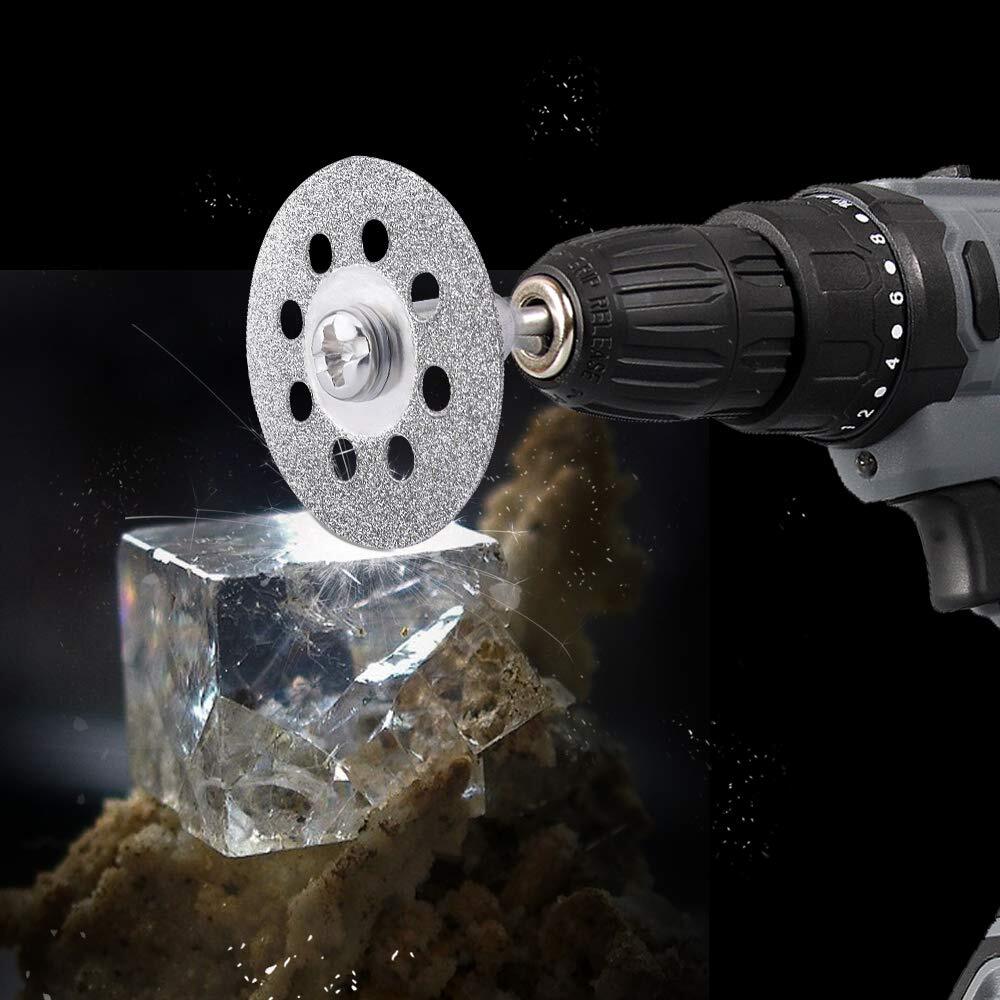 10Pcs Diamond Cutting Wheel with Mandrel 3mm Cutting Disc for Stones Mable Glass