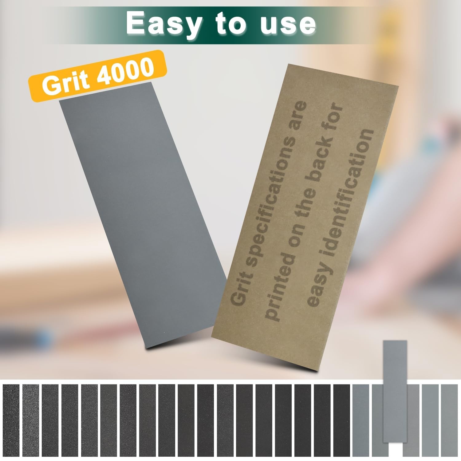 Durable Silicon Carbide Sandpaper Sheets 4000 Grit – 20PC Set, 9 x 3.6 Inch