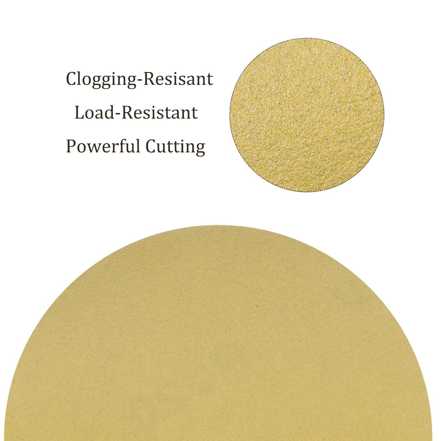 50PCS 150mm 6 Inch Gold sandpaper No Hole Hook & Loop Grip Sanding Disc 240 Grit