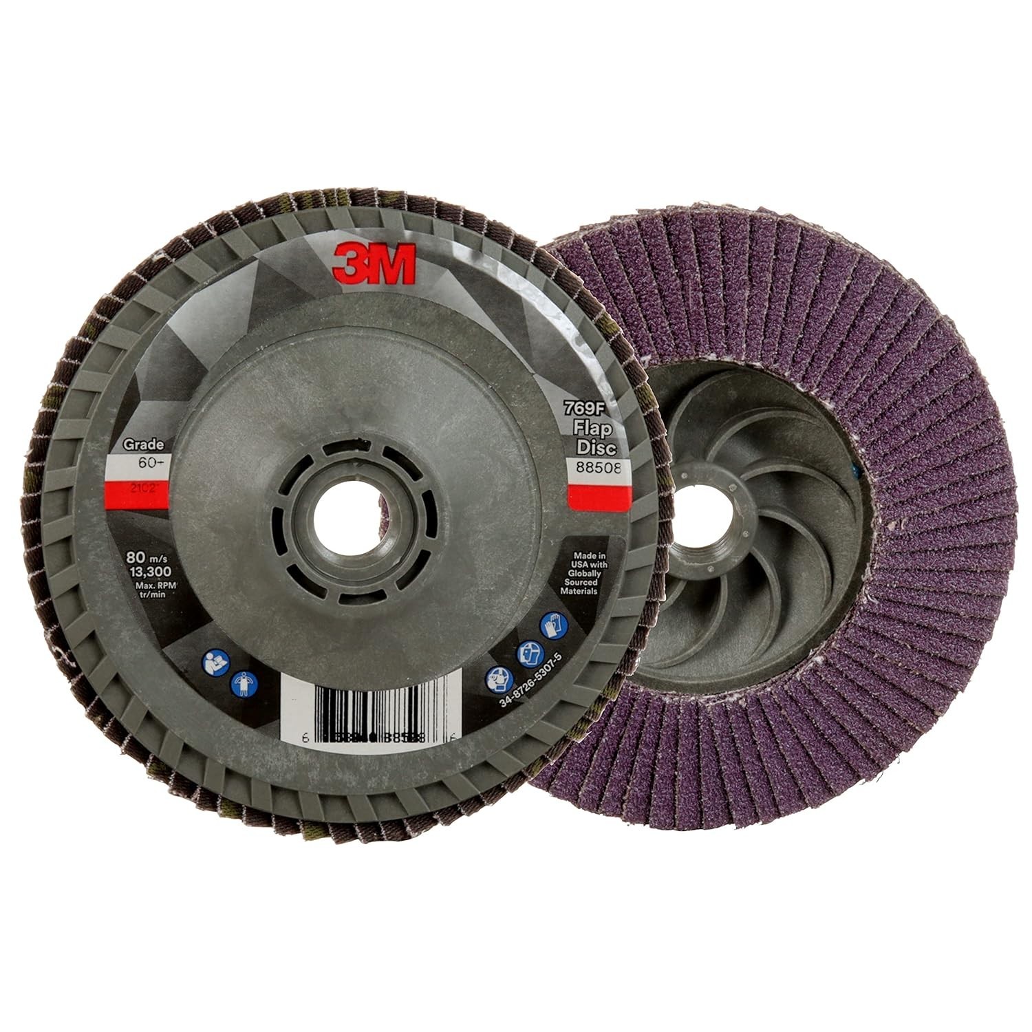 3M 7100243874 Flap Disc 769F 60+ T29 Quick Change 4-1/2″ x 5/8-11 10 Pack