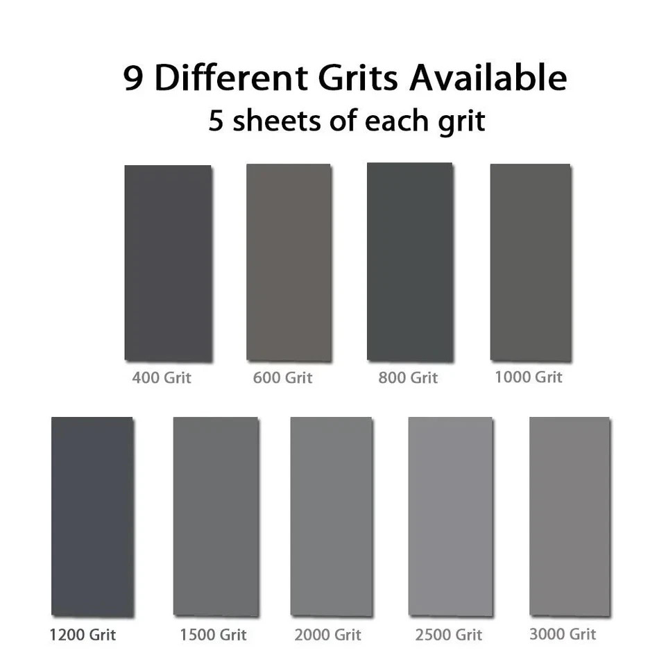 45Pcs Wet Dry Sandpaper, 400/600/ 800/1000/ 1200/1500/ 2000/2500/ 3000 Grit Asso