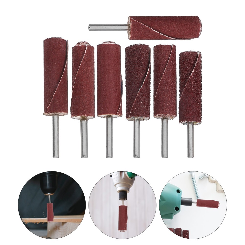 7Pcs Durable Sanding Drum Kit for Polishing Cylinder Head Porting Dark Red