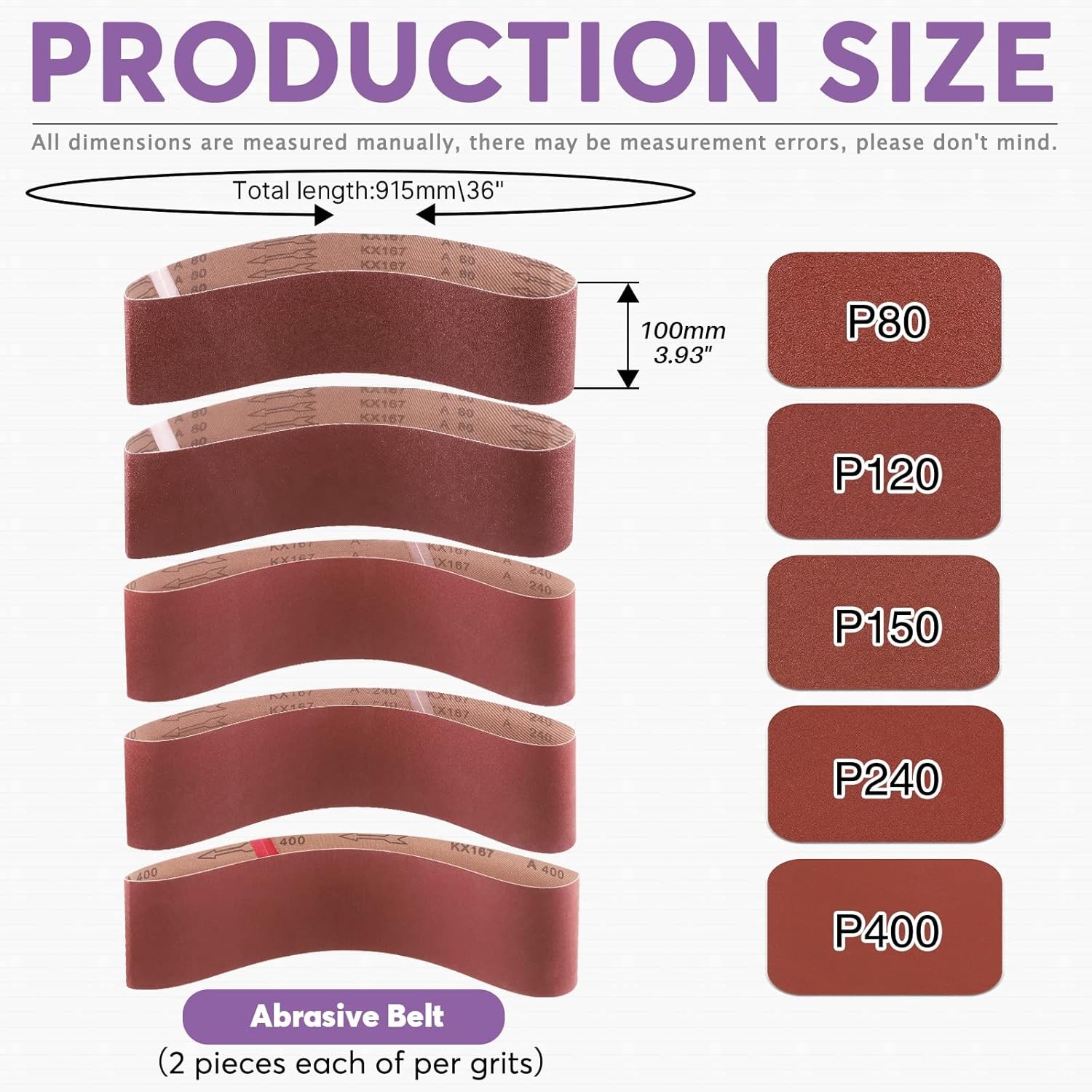 Swpeet 23Pcs 4 x 36 Inch Aluminum Oxide Sanding Belts 4 x 36