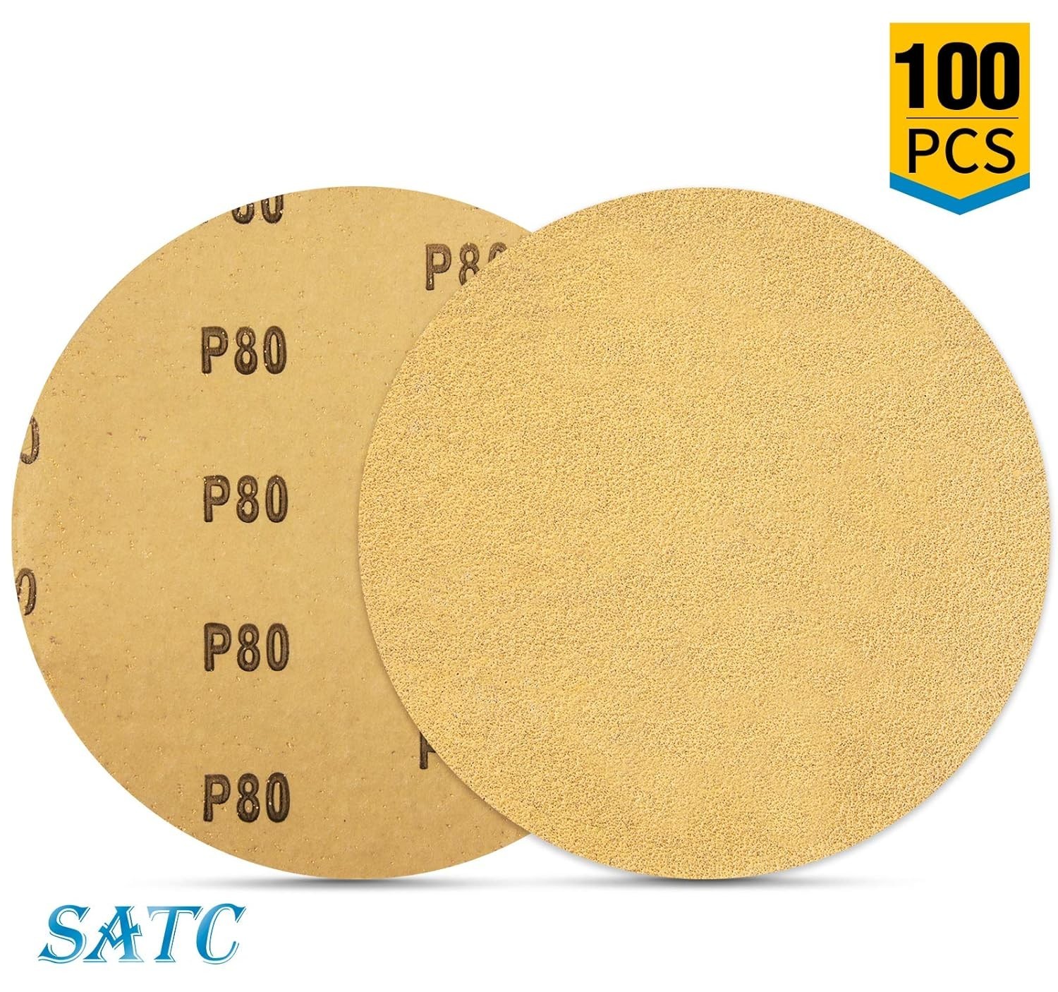 Sanding Discs 6 Inch 80 Grit Adhesive Backed Sandpaper 100pcs for Drill Auto