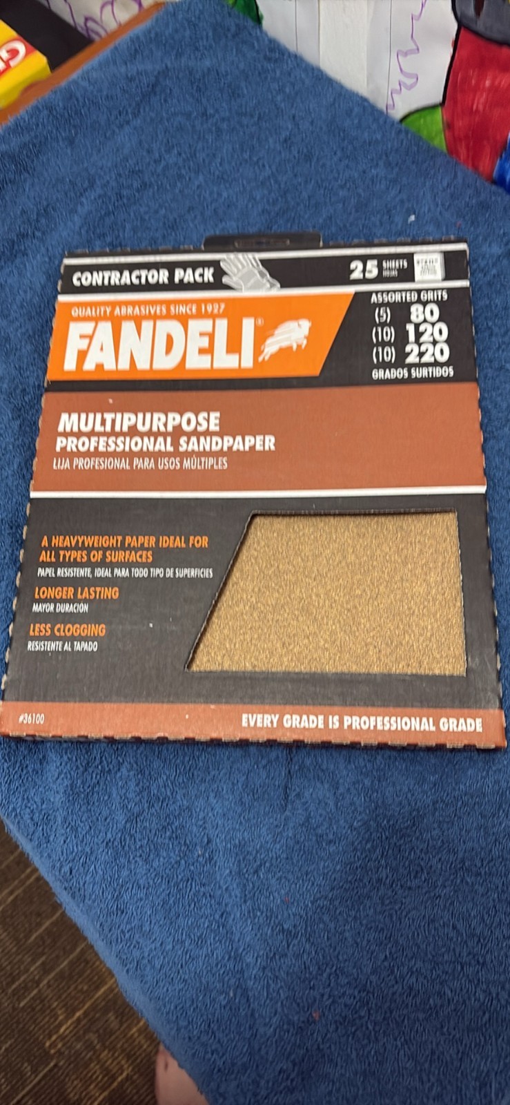New Fandeli Contractor pack 25 sheets of Sandpaper Assorted Grits