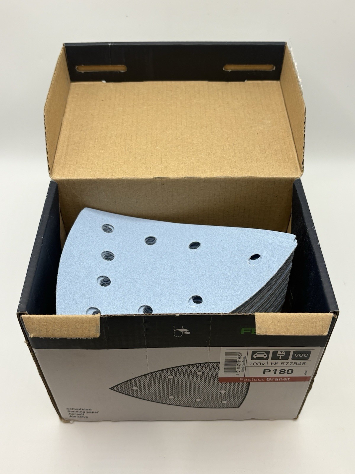 Festool Granat P180 Sandpaper Sheets 100x150mm Gray 100 Pack