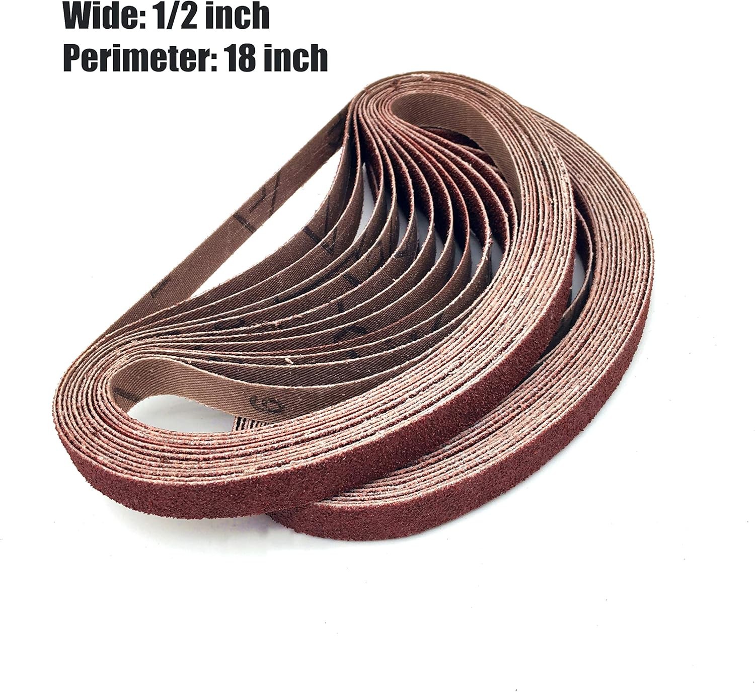 1/2 Inch x 18 Sanding Belts, 120 Grit Aluminum Oxide Sandpaper 1/2x18in