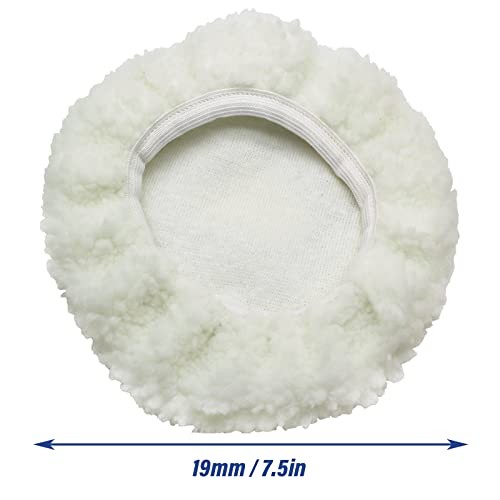 6 PCS Car Polishing Bonnet Buffing Pad Lamb 7-8 Inch White (Lamb Fleece)