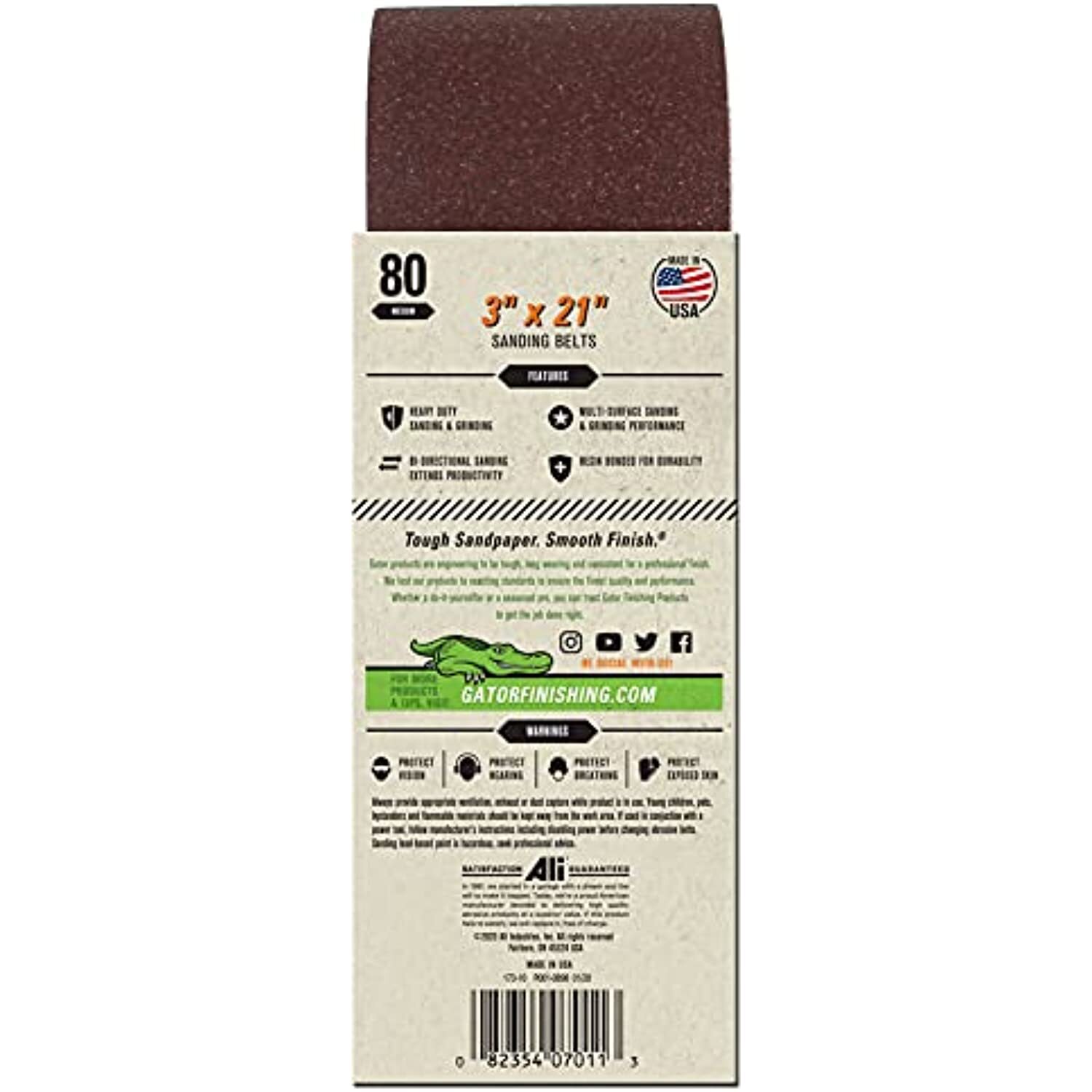 Ali Industries Gator 3″ x 21″ Red Resin Aluminum Oxide Sanding Belts, 80 Grit, 5