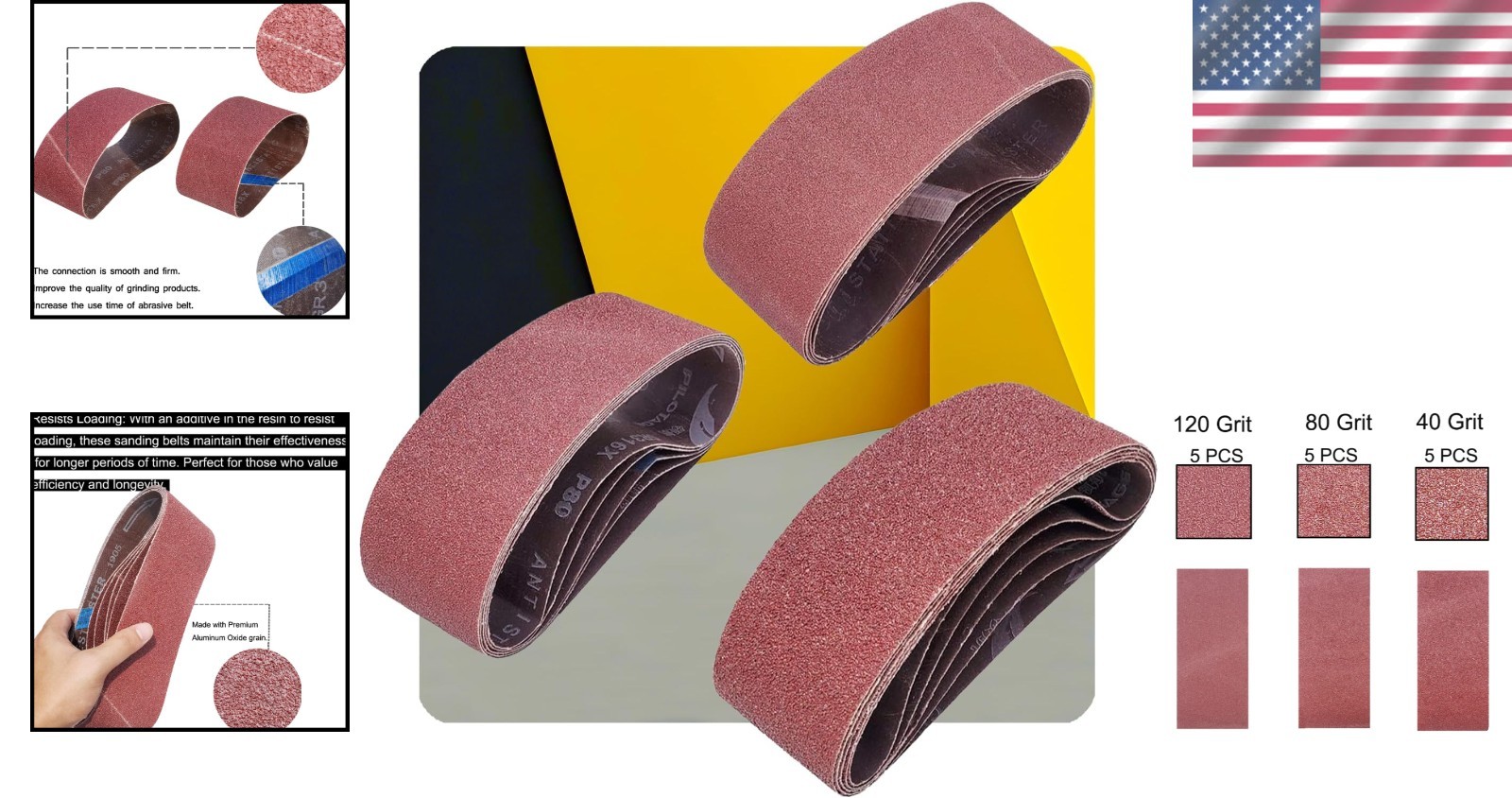 Quality 15 PCS Sanding Belts Set 3″ x 21″ – Grits 40, 80 & 120 for Detail Work