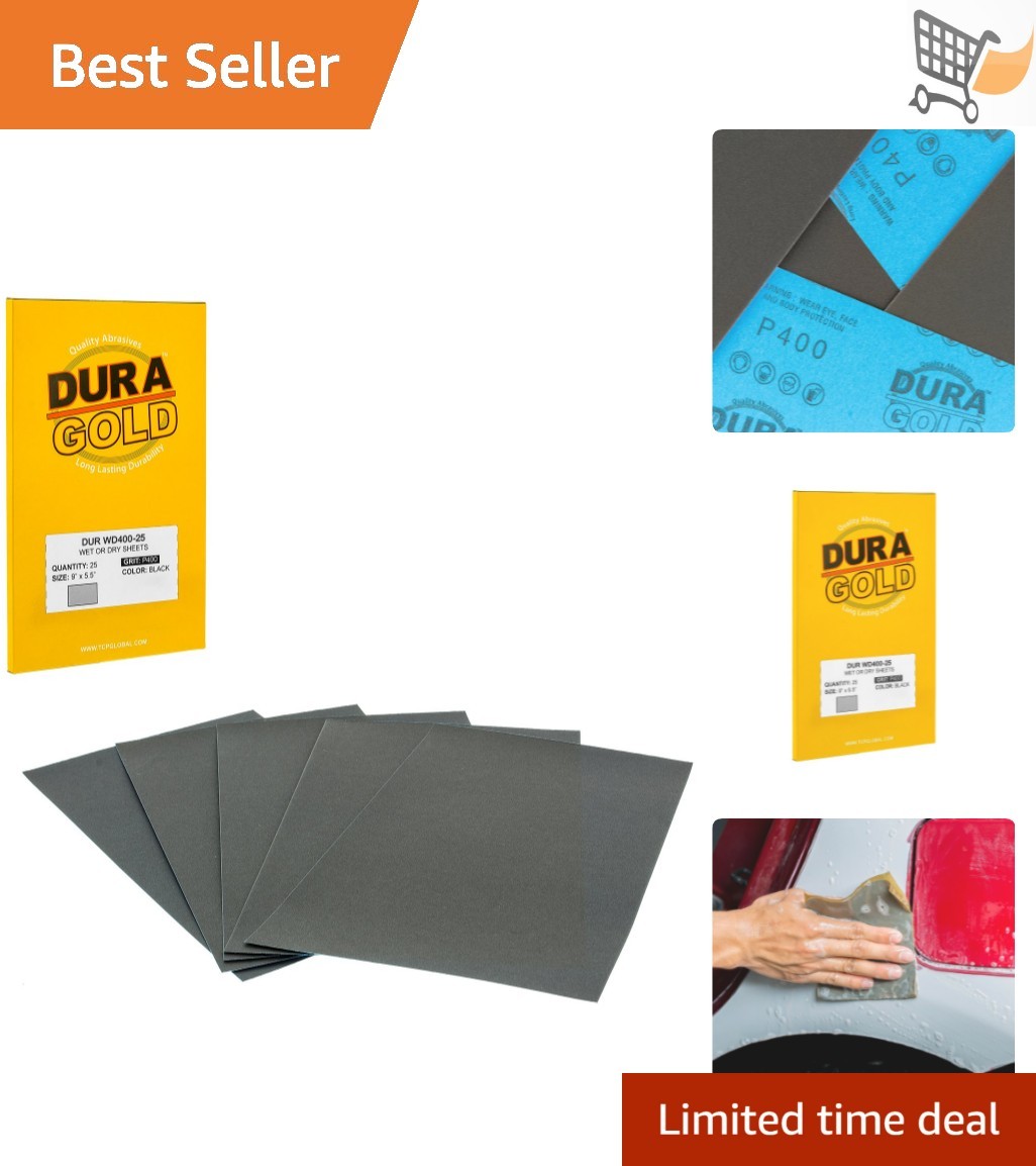 400 Grit Sandpaper Sheets Waterproof Fine-Cut for Auto Wood Metal Polishing