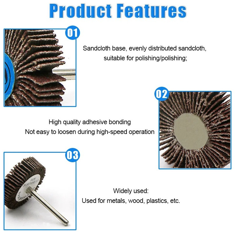 10pcs 80 Grit Sanding Flap Wheel Discs with 3mm Shank for Rotary Tools – NEW