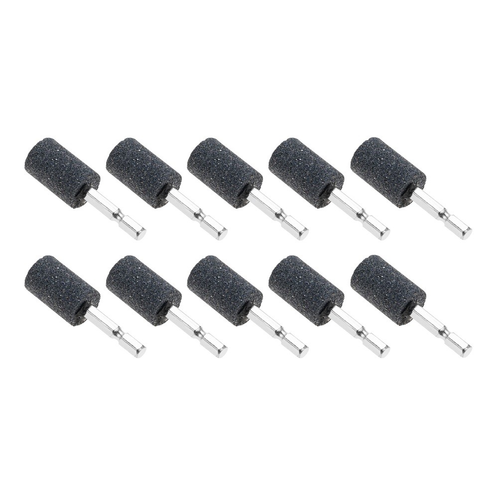 10x 1/4” Hex Shank Abrasive Stone Aluminum Oxide Cylinder Shape Grinding Stones