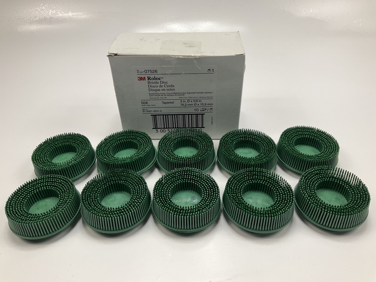 3M 07526 3″ 50 Grit Scotch-Brite Roloc Bristle Disc – Pack Of 10
