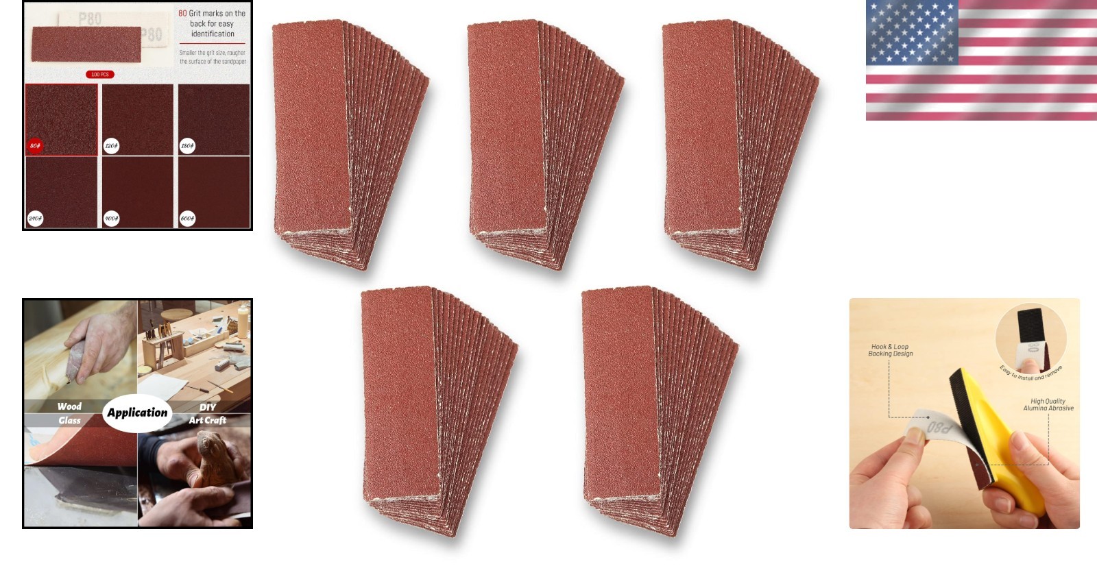 Versatile 100 PCS Sanding Refills – 3.5 x 1.2 Inch Grit 80 for Wood Finishing