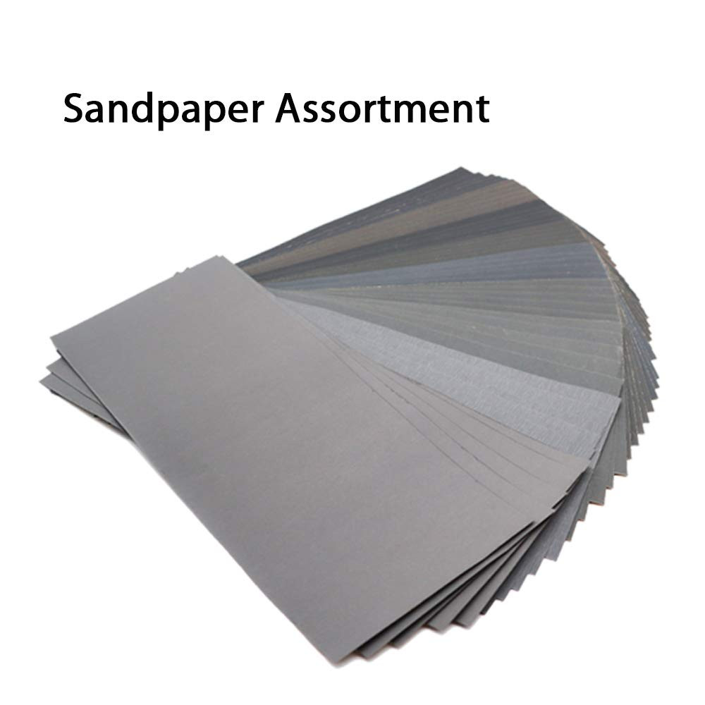 45Pcs Wet Dry Sandpaper, 400/600/ 800/1000/ 1200/1500/ 2000/2500/ 3000 Grit Asso