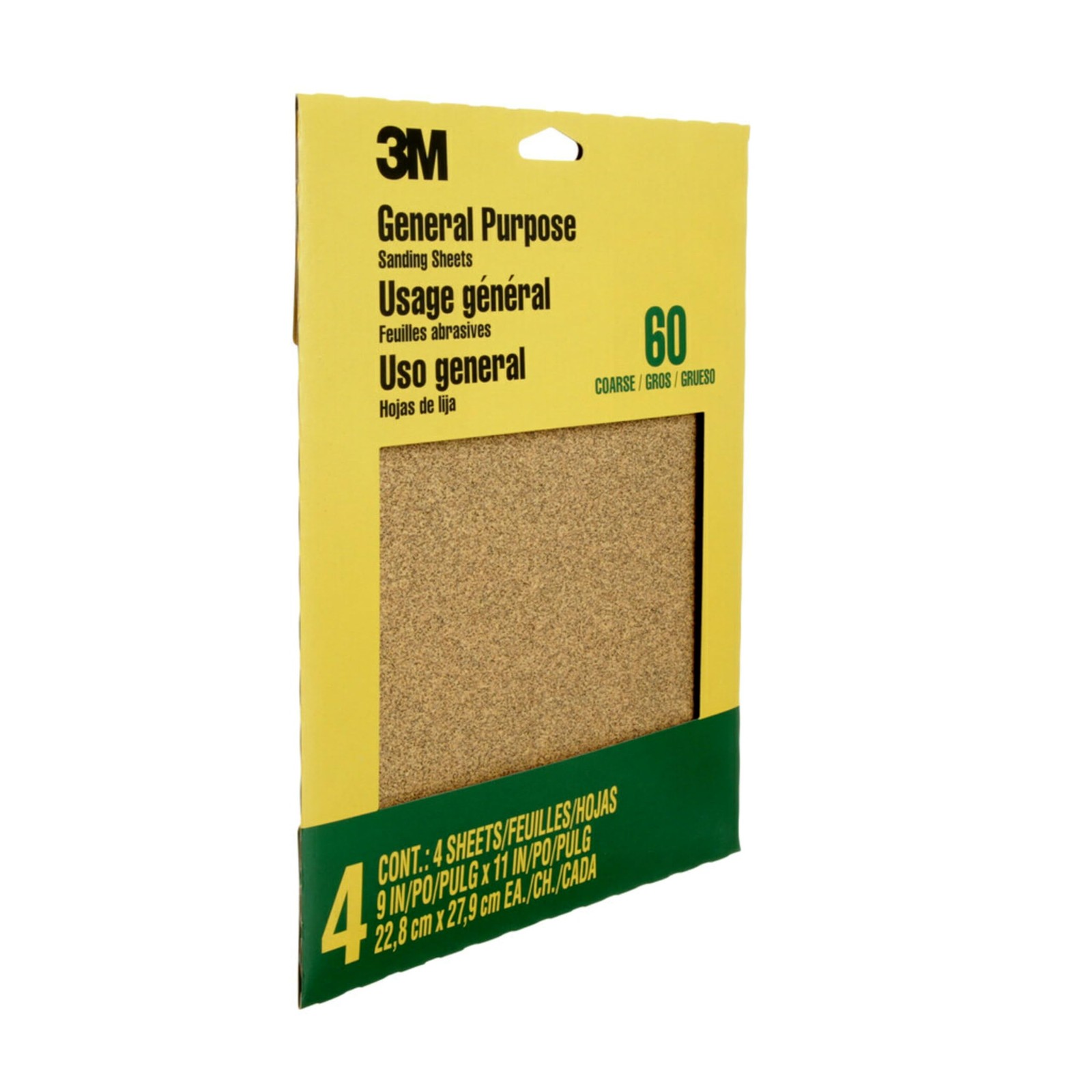 3M Sandpaper, 60 Grit, 4 Sheets, 9 in x 11 in, Sands 9 x 11 Gold