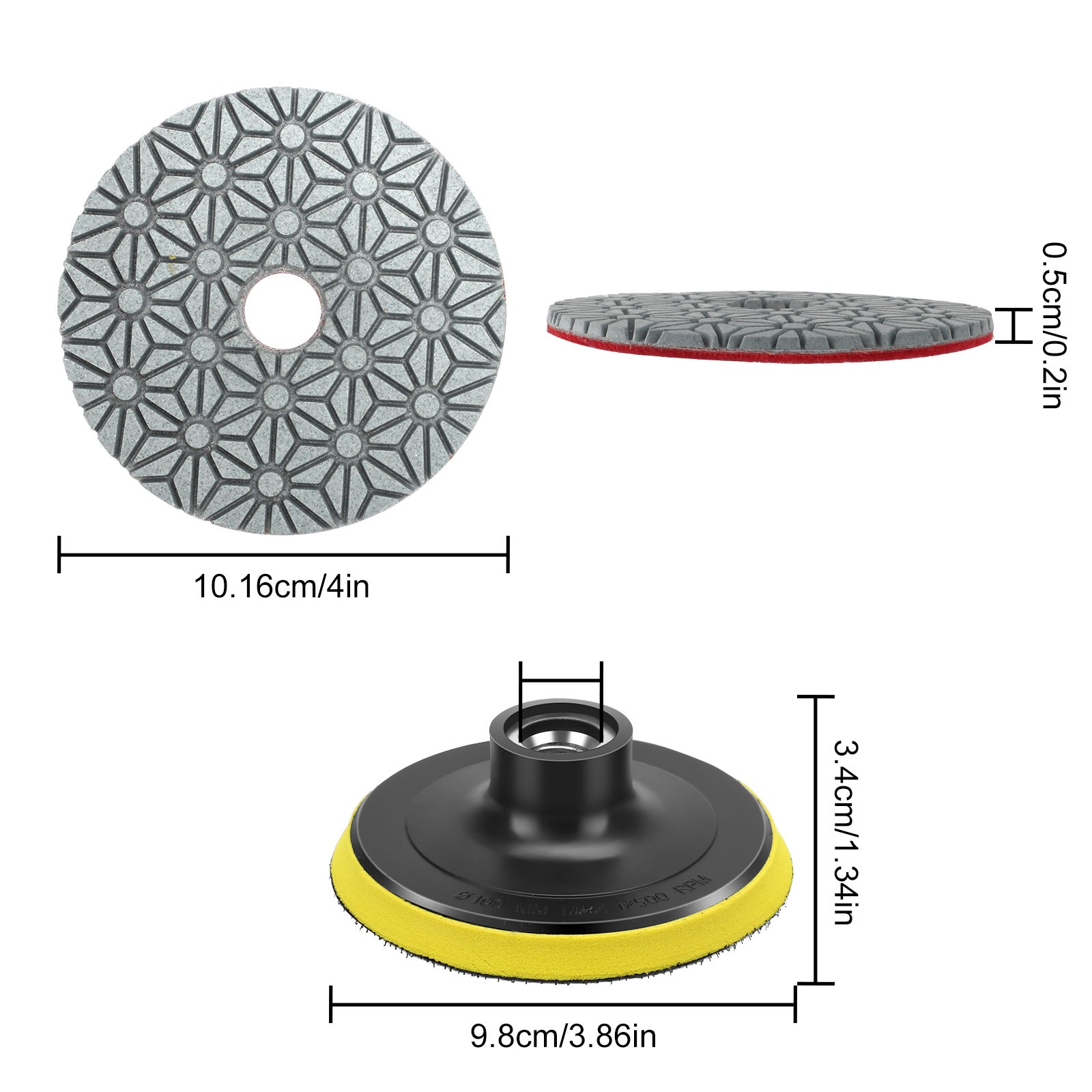 4″ Diamond Wet Polishing Pads Kit for Stone Concrete Marble Quartz Granite Glass