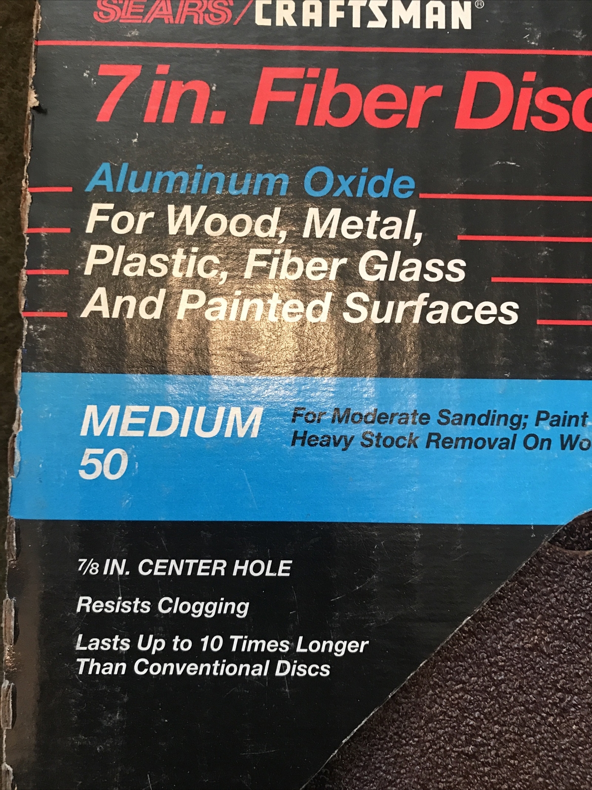 Vintage CRAFTSMAN SEARS 7” Sanding Discs Aluminum Oxide Fiber Discs. 10pc NOS