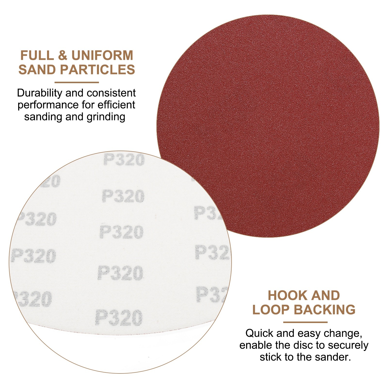 2pcs 10″ Hook and Loop Sanding Discs 320 Grits Aluminum Oxide Sandpapers