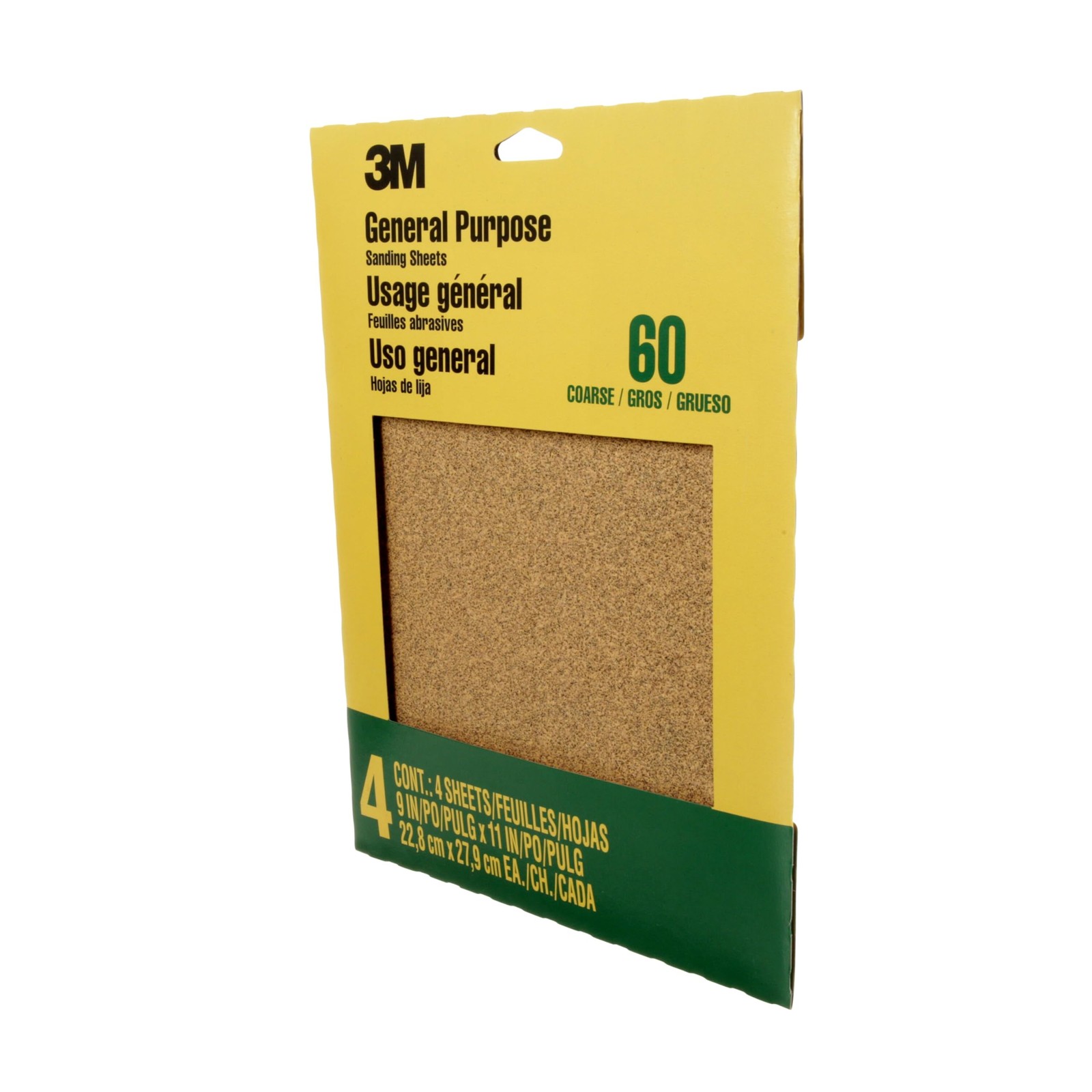 3M Sandpaper, 60 Grit, 4 Sheets, 9 in x 11 in, Sands 9 x 11 Gold