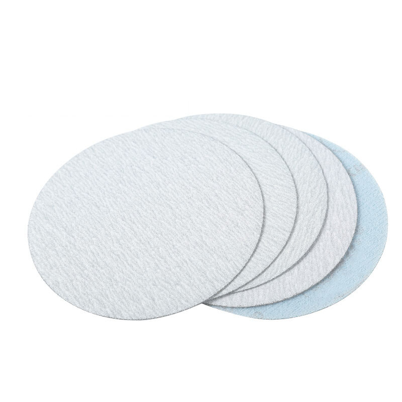 6 Inch 150mm Flocking White Sand Dry Grinding Sandpaper Disc 60~1000# Hook &Loop