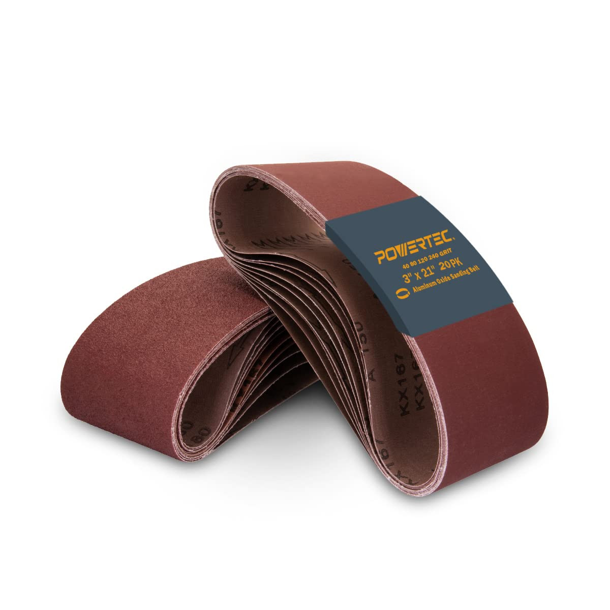 20PK 3 x 21-Inch Sanding Belts, 5 Each of 40/80/120/240 Grits, Aluminum Oxide…