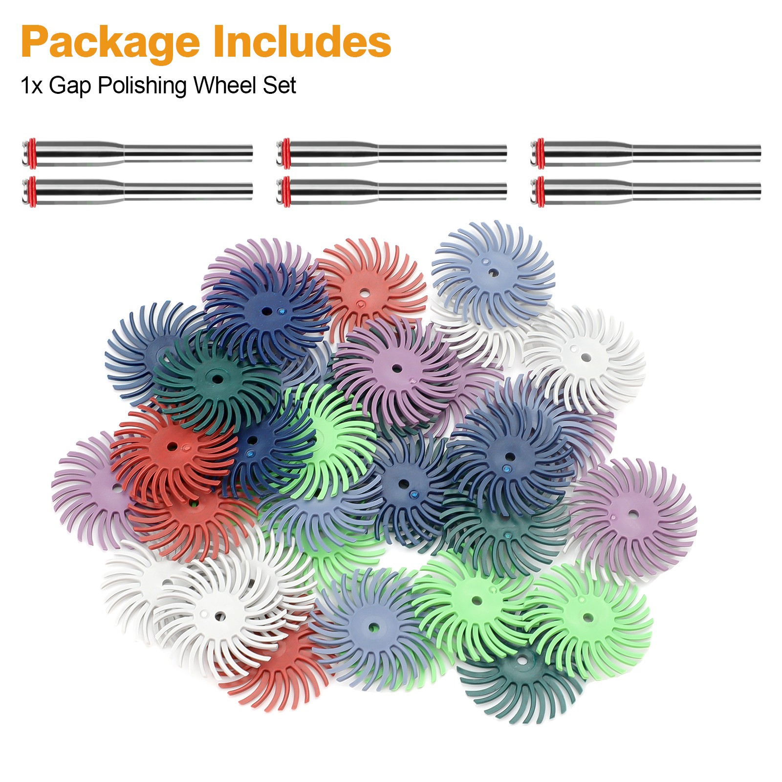 48X 1″Radial Bristle Disc Kit 80-2500# Mixed Grit Polishing Wheels w/ 3mm Shank