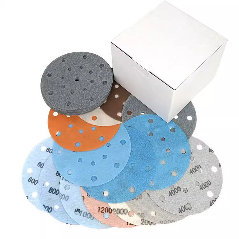 6″ 150mm 17Hole Wet&Dry Sanding Disc 600-5000Grit Sandpaper Film Hook&Loop Pads