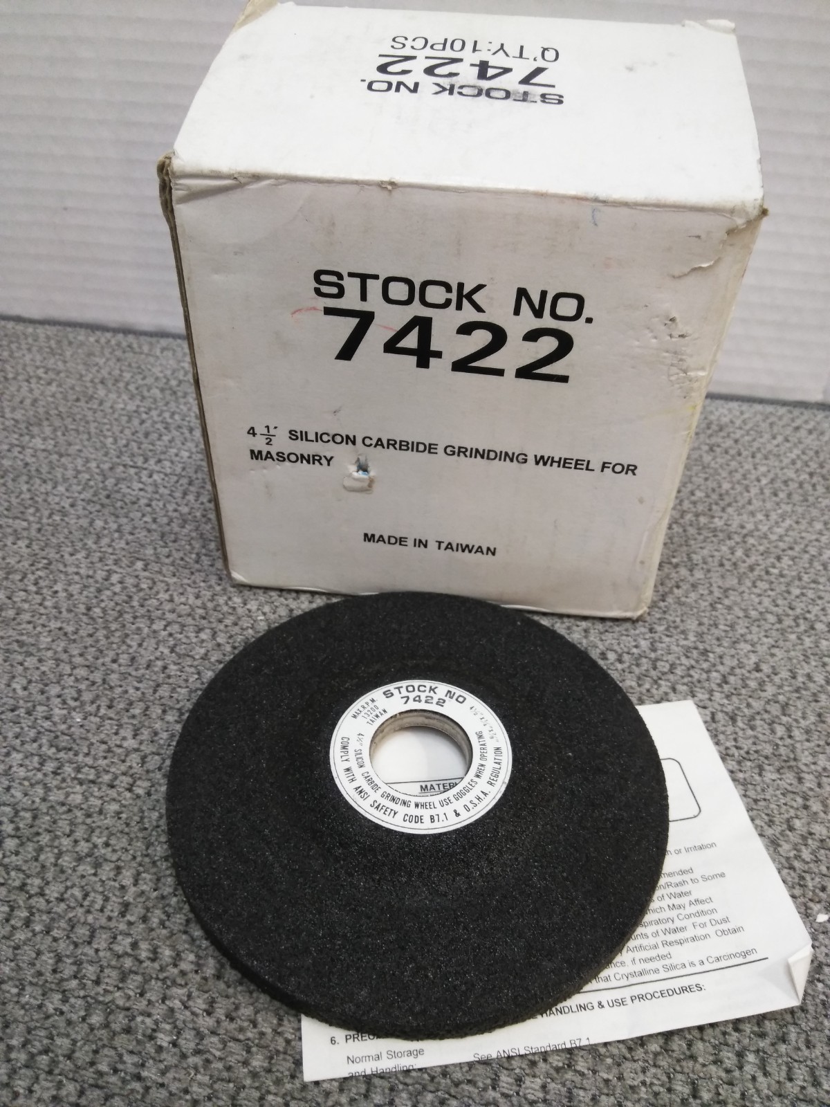 NEW 4-1/2″ x 1/4″X7/8″ SILICONE CARBIDE GRINDING WHEEL FOR MASONRY (10PK) TAIWAN