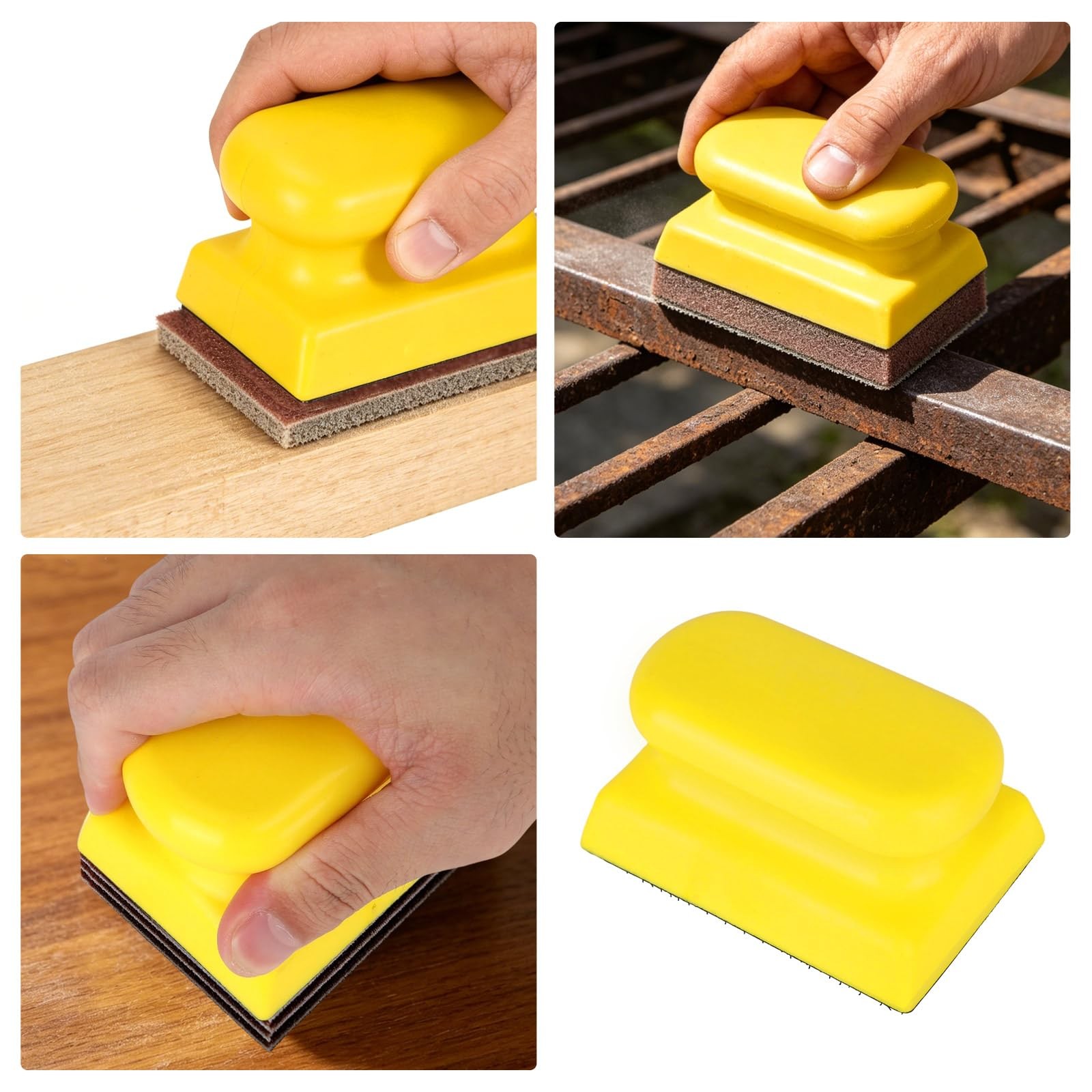 Hook and Loop Hand Sanding Block, 9.5×6.6cm/3.74×2.6in Manual Sanding Pad San…
