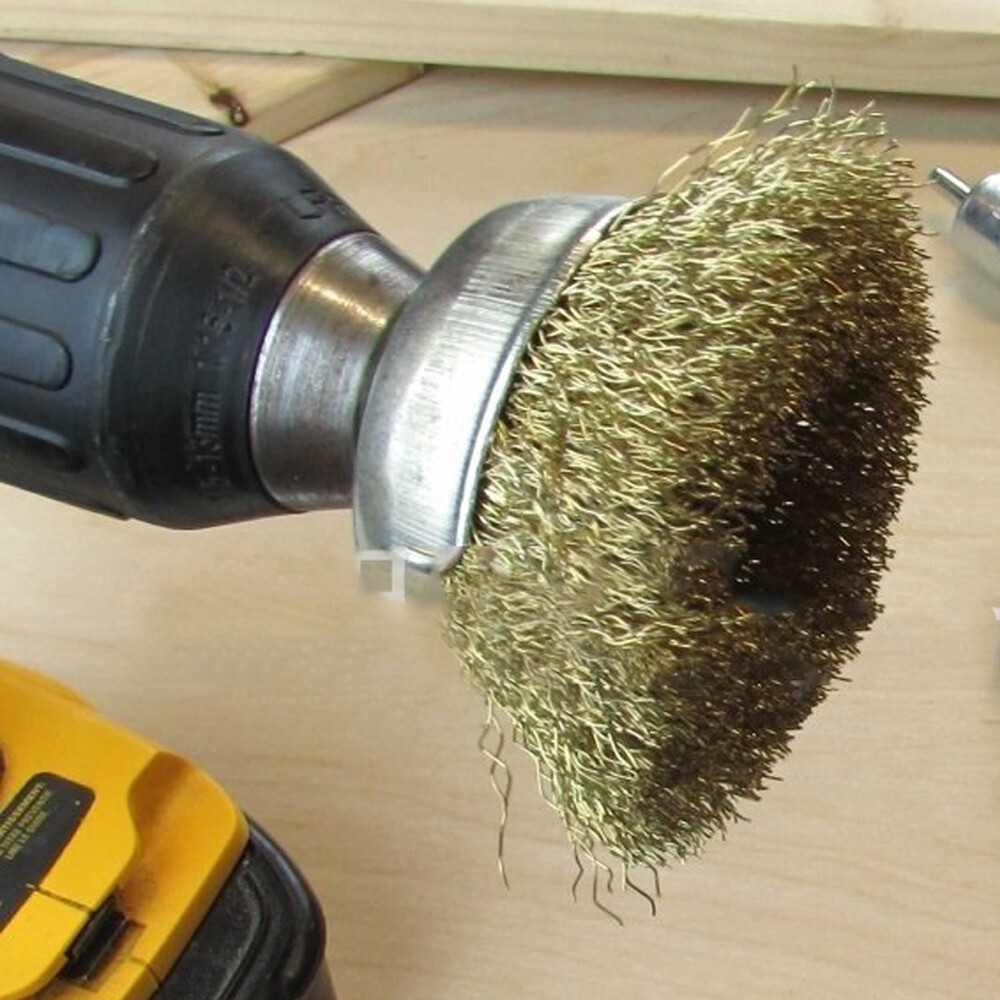 9pcs 1/4” 6mm Steel Wheel Pen Cup Wire Polishing Mix Brush Kit for Rotary Tool