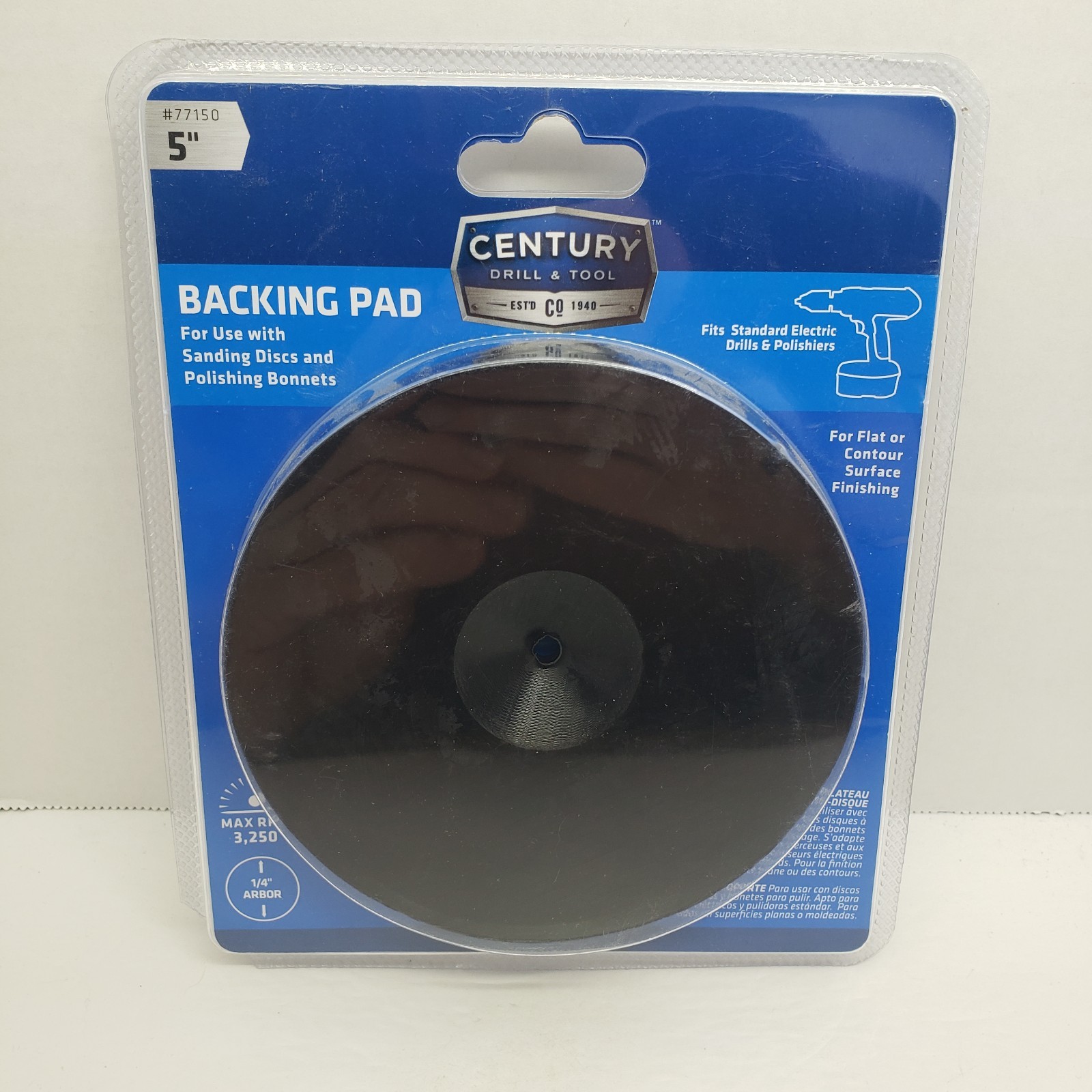 Century 5″ Backing Pad for Sanding/Polishing 1/4″ Stem #77150