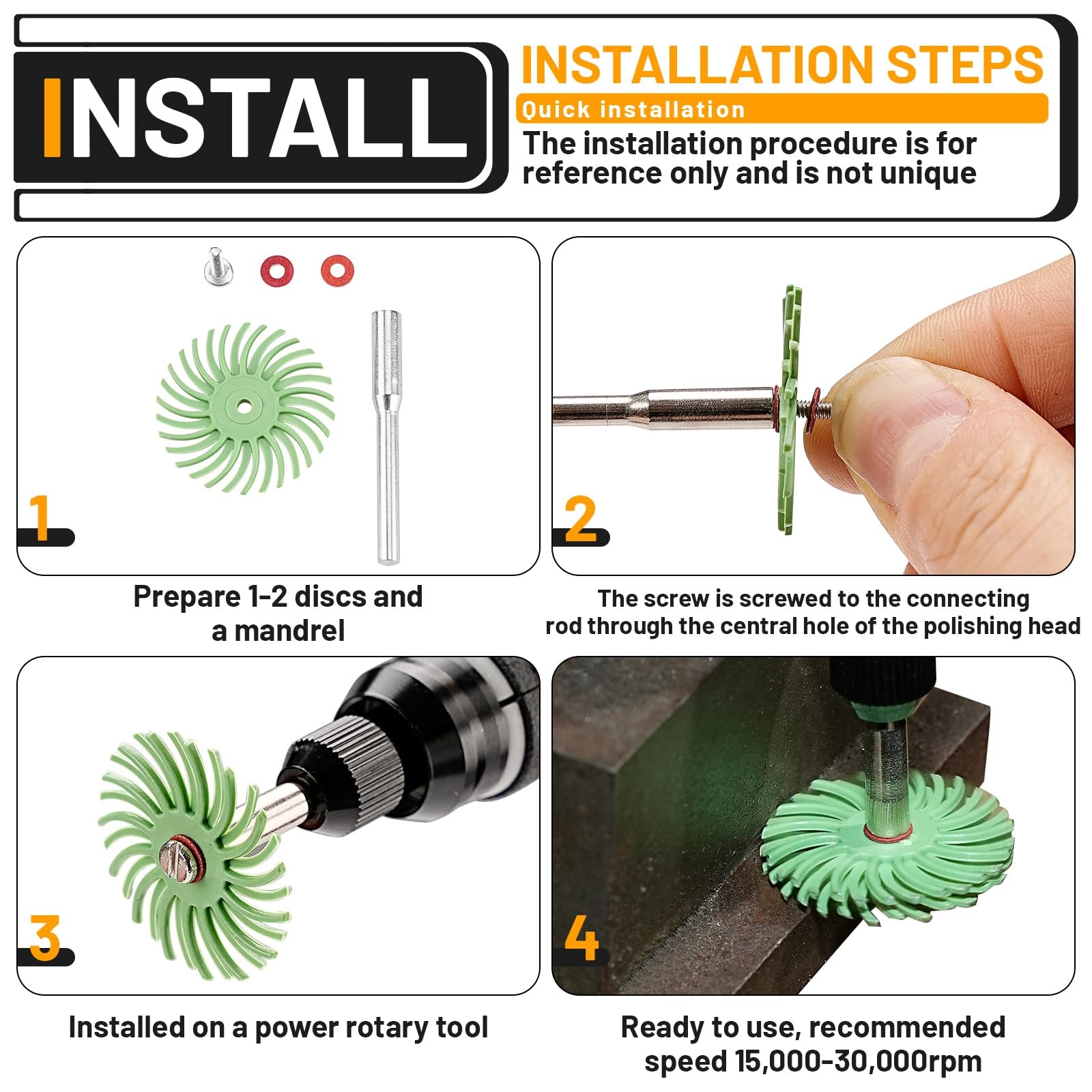 76Pcs 1 Inch Radial Bristle Disc Kit with 1/8″ Shank for Rotary Tools,Detail …
