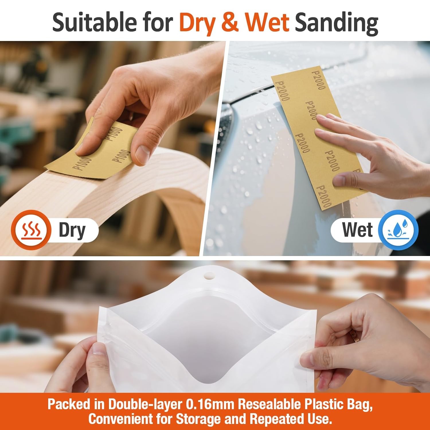 Sand Paper Assortment, 52 Sheets Assorted Grits 120/150/180/240/320/400/600/800/
