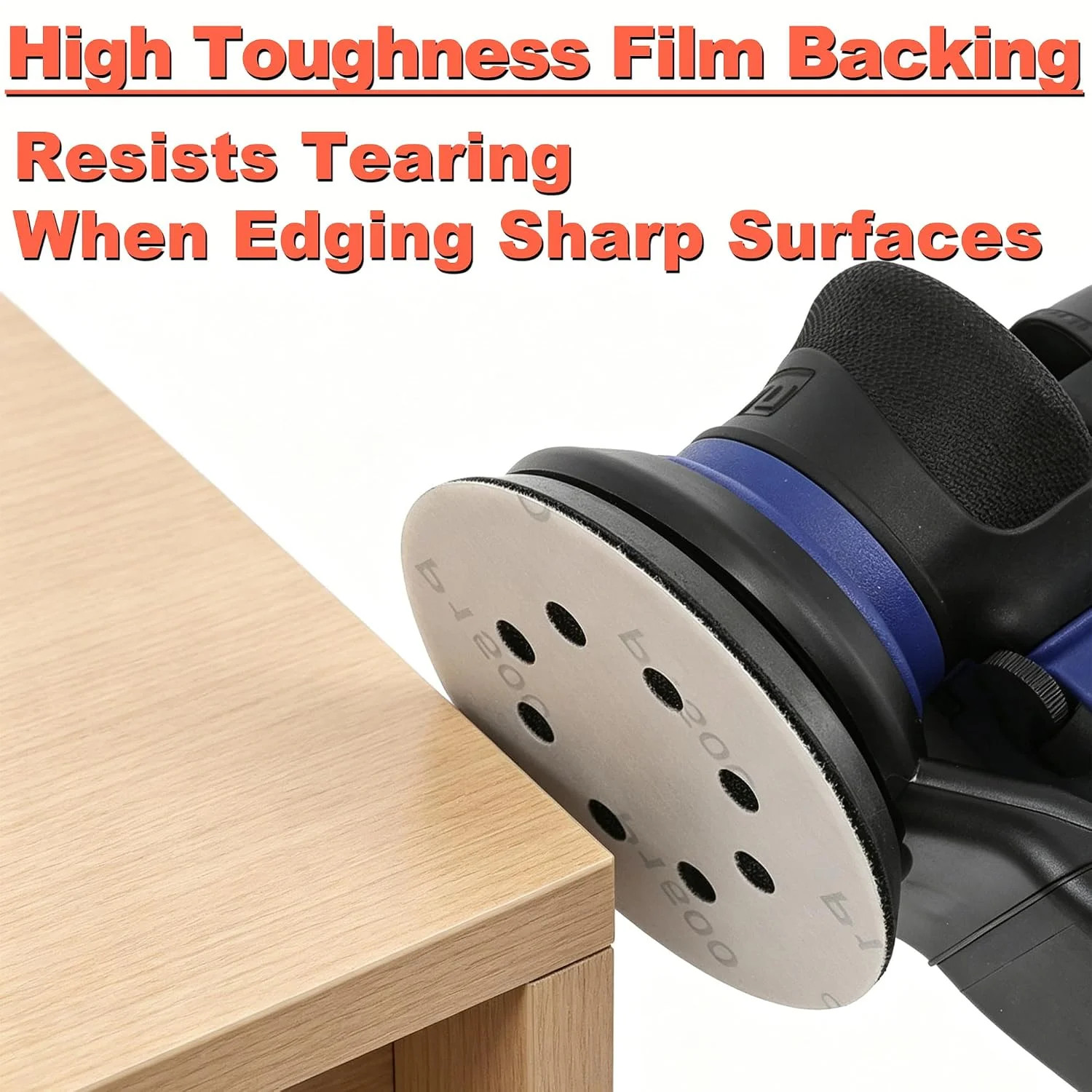 6 Inch Film Sanding Discs: 60 Grit No-Hole Hook and Loop Sandpaper Disc | 100Pcs