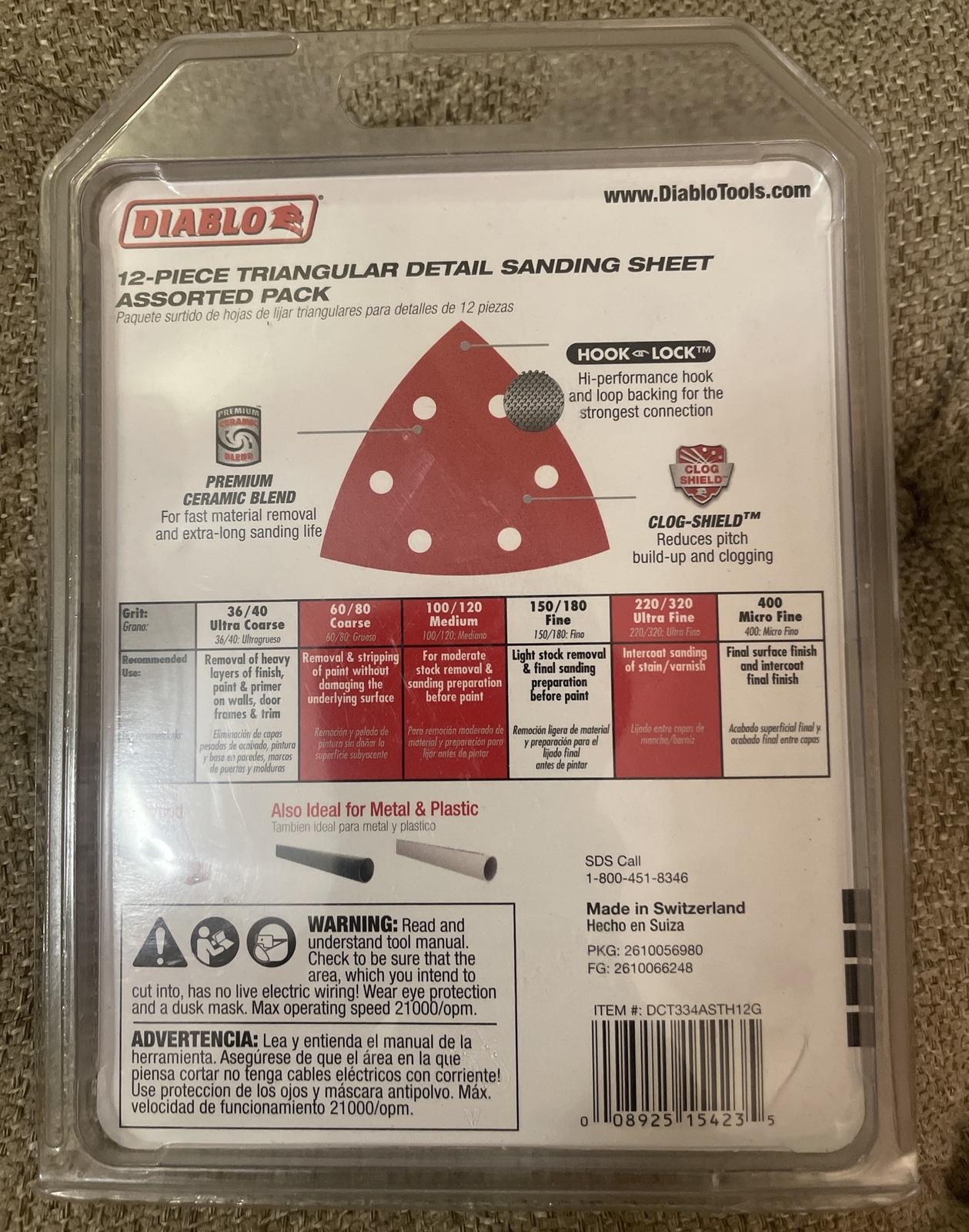 Diablo DCT334ASTH12G 12Pk 3-3/4 in. Assorted Grit Triangular Detail Sand Sheets