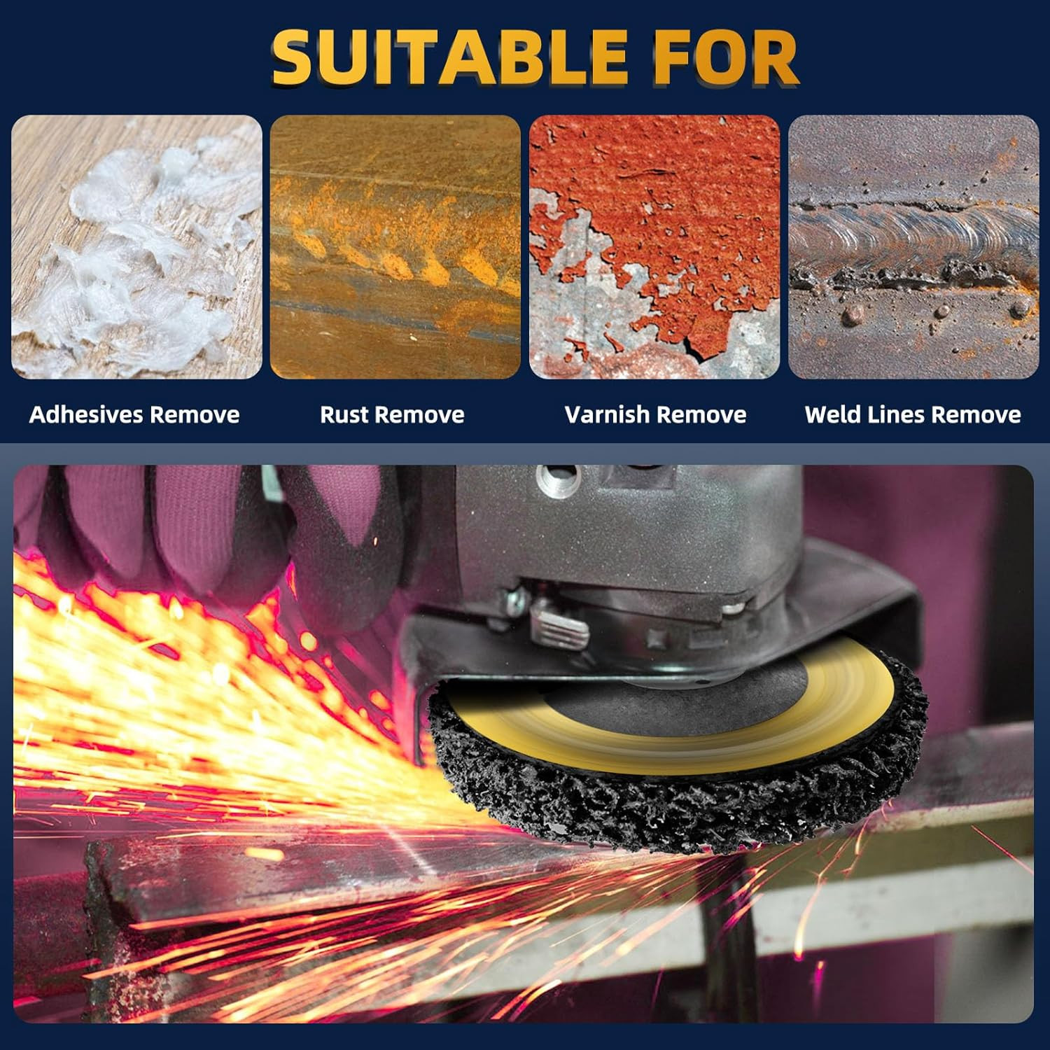 10 Pack 4.5″ Strip Discs for Angle Grinder – Rust & Paint Remover Wheels