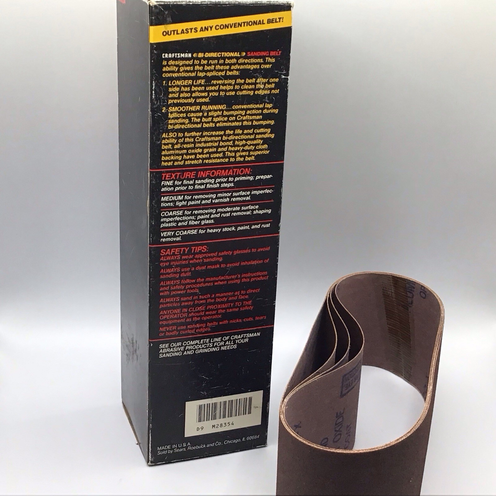 Sears Craftsman Bidirectional Sanding Belts 28354 Fine 120 3 x 21 Four Belts